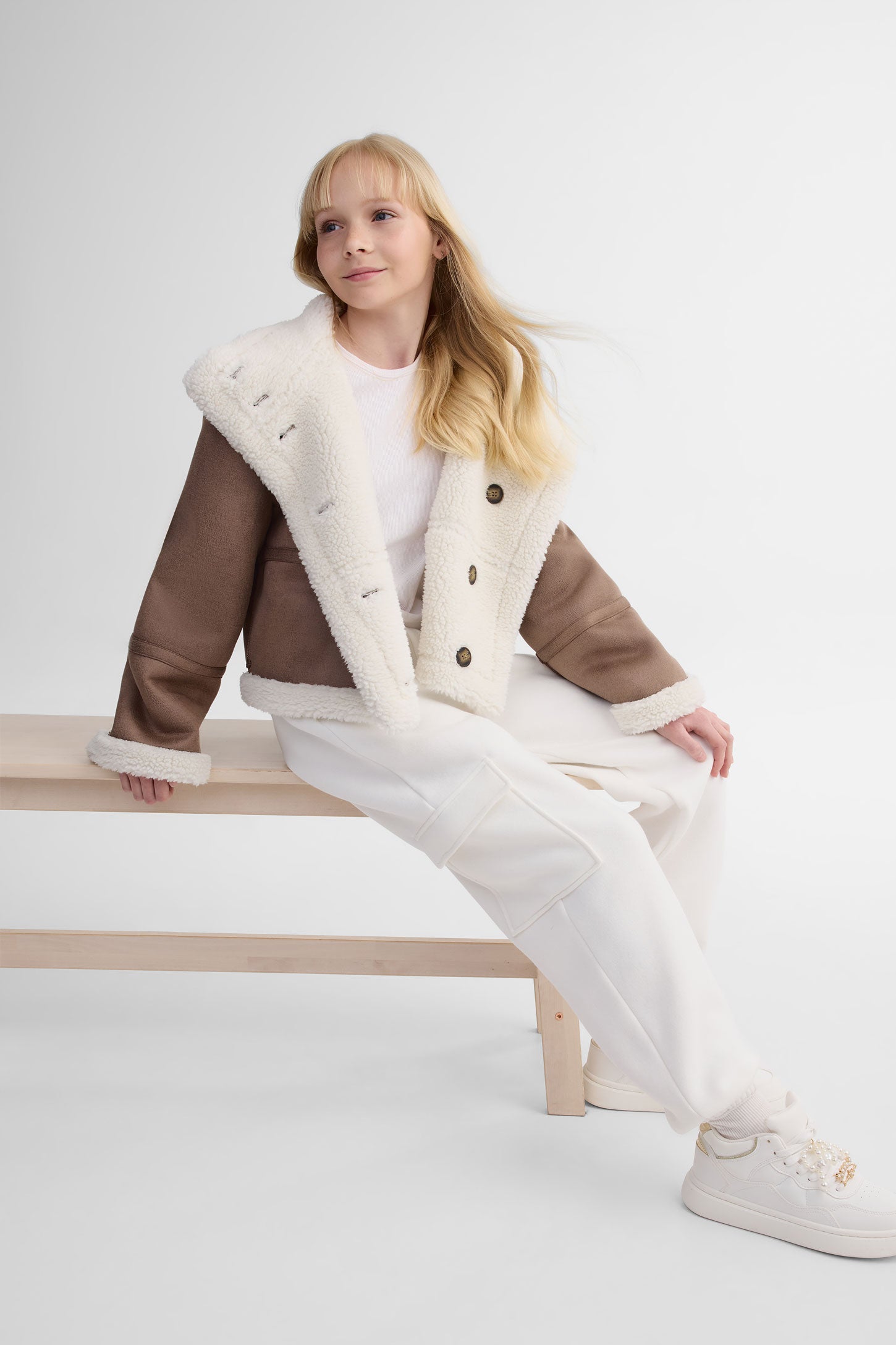 Pantalon jogger ouaté - Ado fille && BLANC CASSÉ