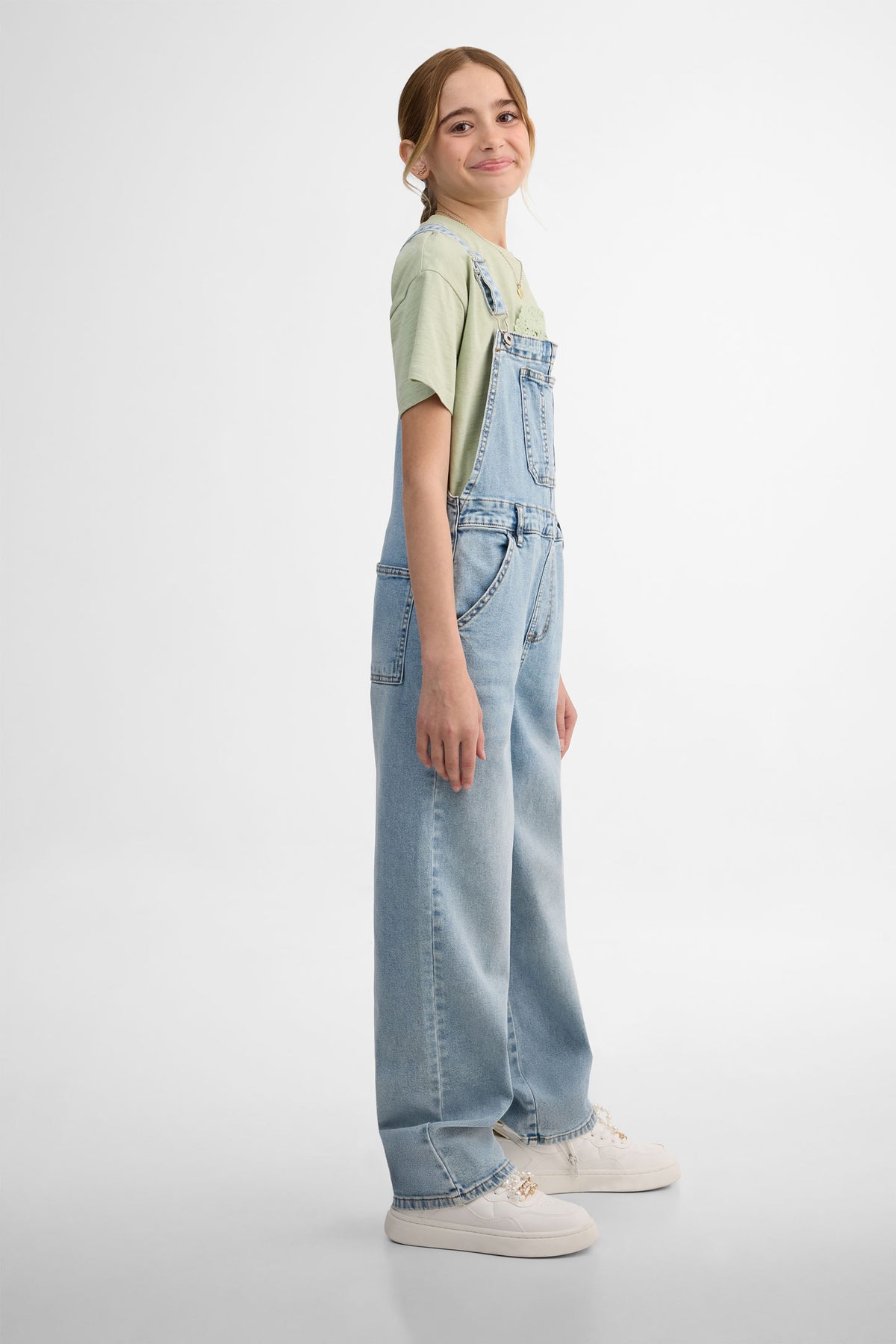 Salopette Jean Large Fille Vertbaudet - Denim 100% Coton - Bretelles Réglables, Poches - Style Tendance