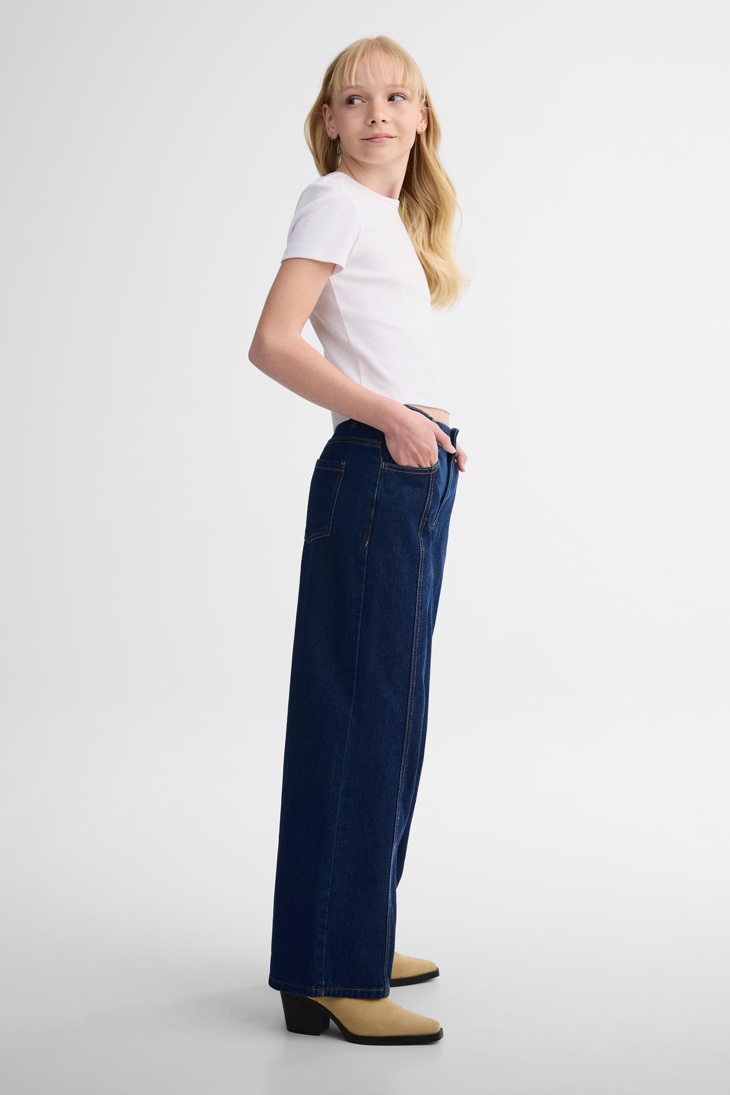 Jeans jambe large - Ado fille && DENIM FONCE