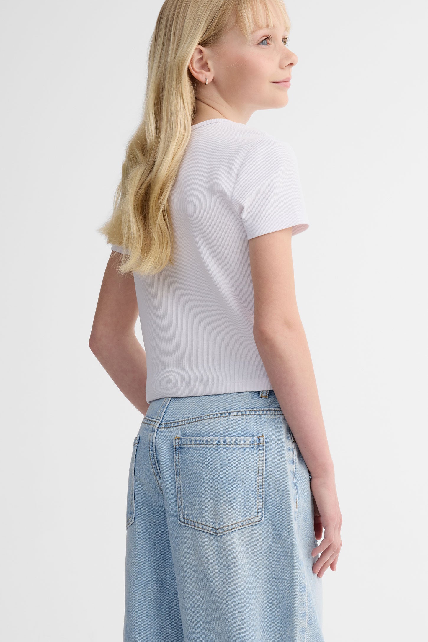 Jeans coupe tonneau - Ado fille && DENIM PALE