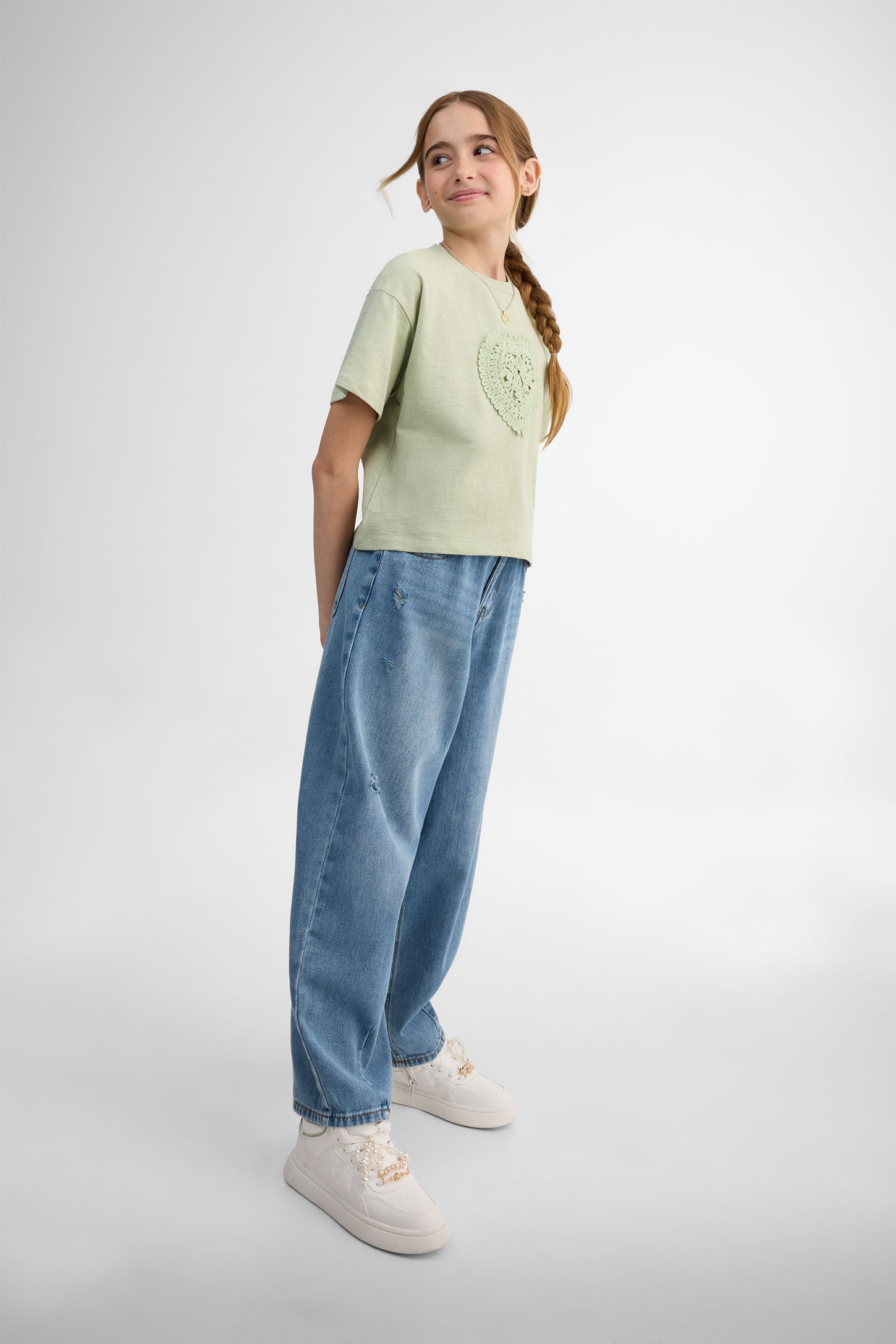 Jeans coupe tonneau - Ado fille && DENIM MOYEN