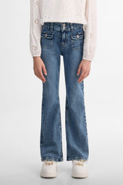 Jeans jambe évasée - Ado fille && DENIM MOYEN
