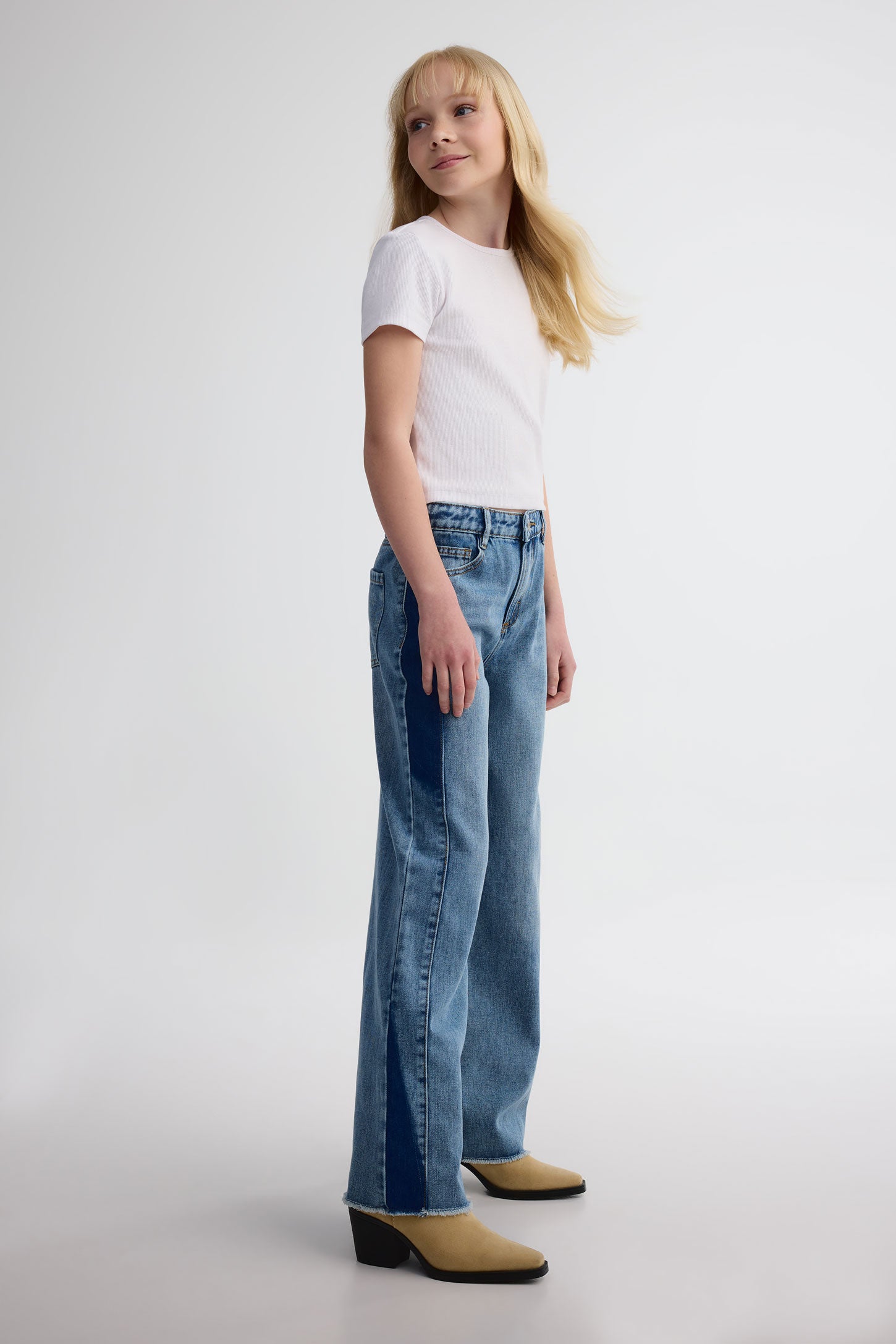 Jeans jambe large - Ado fille && DENIM MOYEN