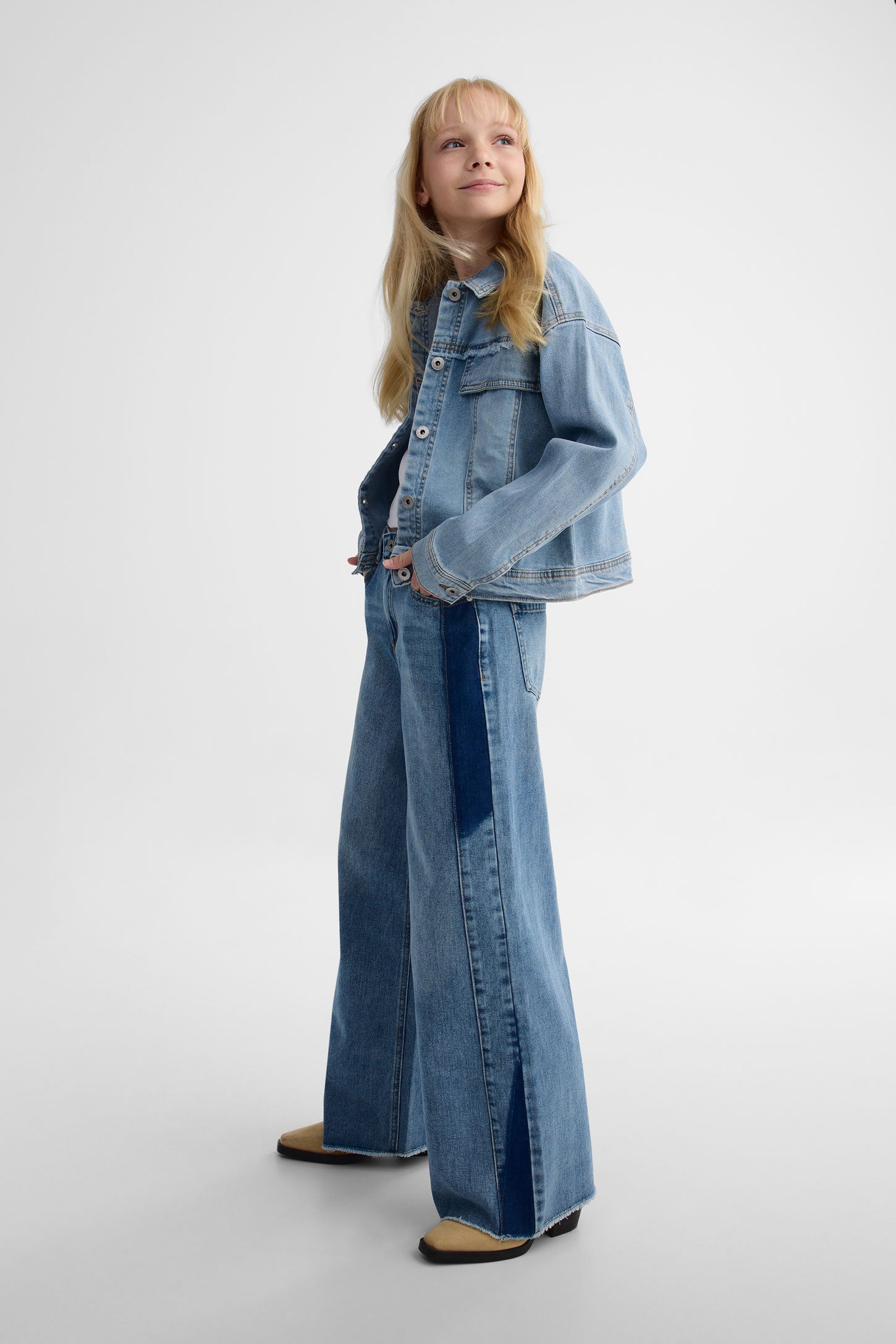 Jeans jambe large - Ado fille && DENIM MOYEN