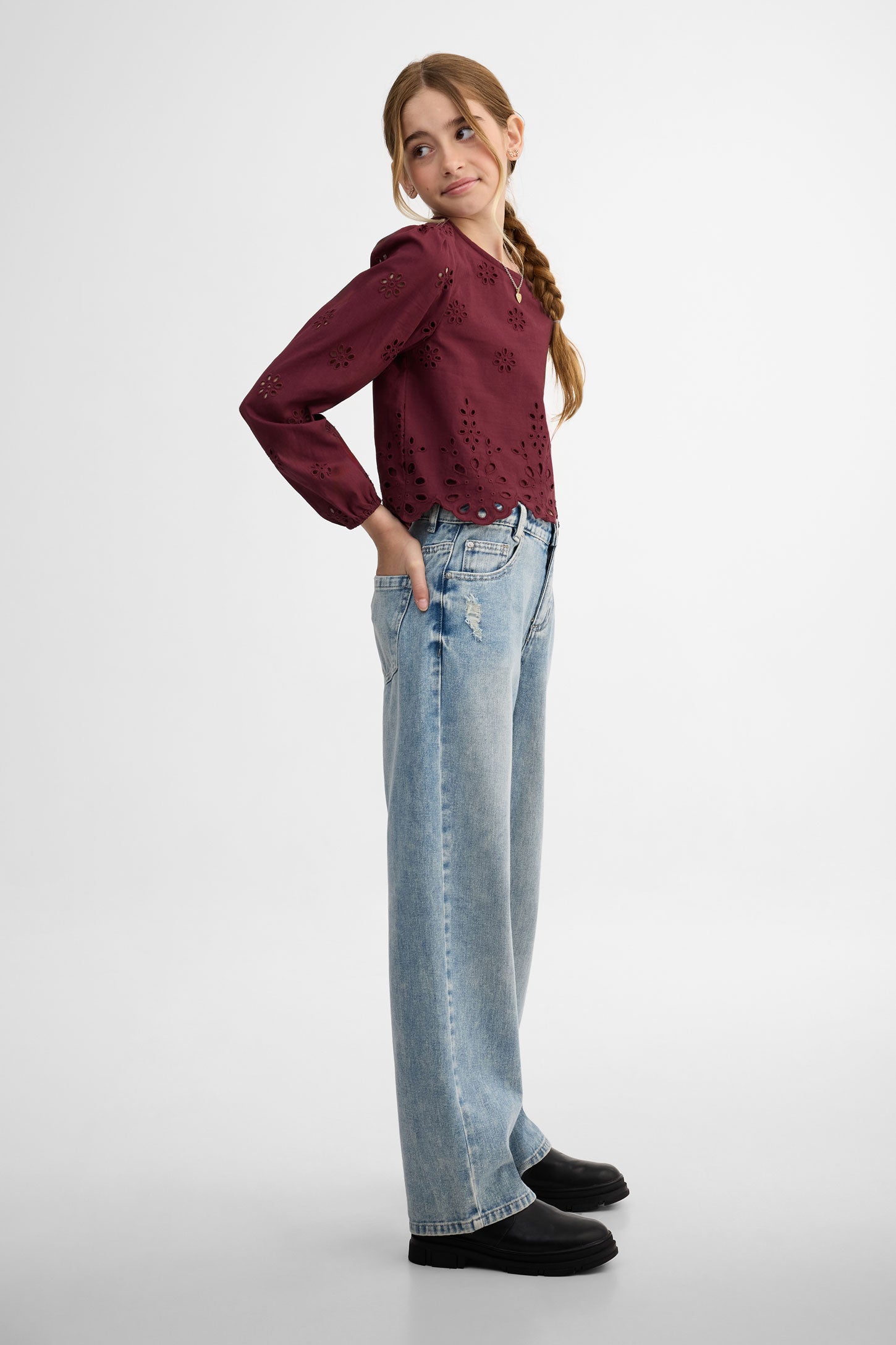 Jeans coupe droite - Ado fille && DENIM PALE