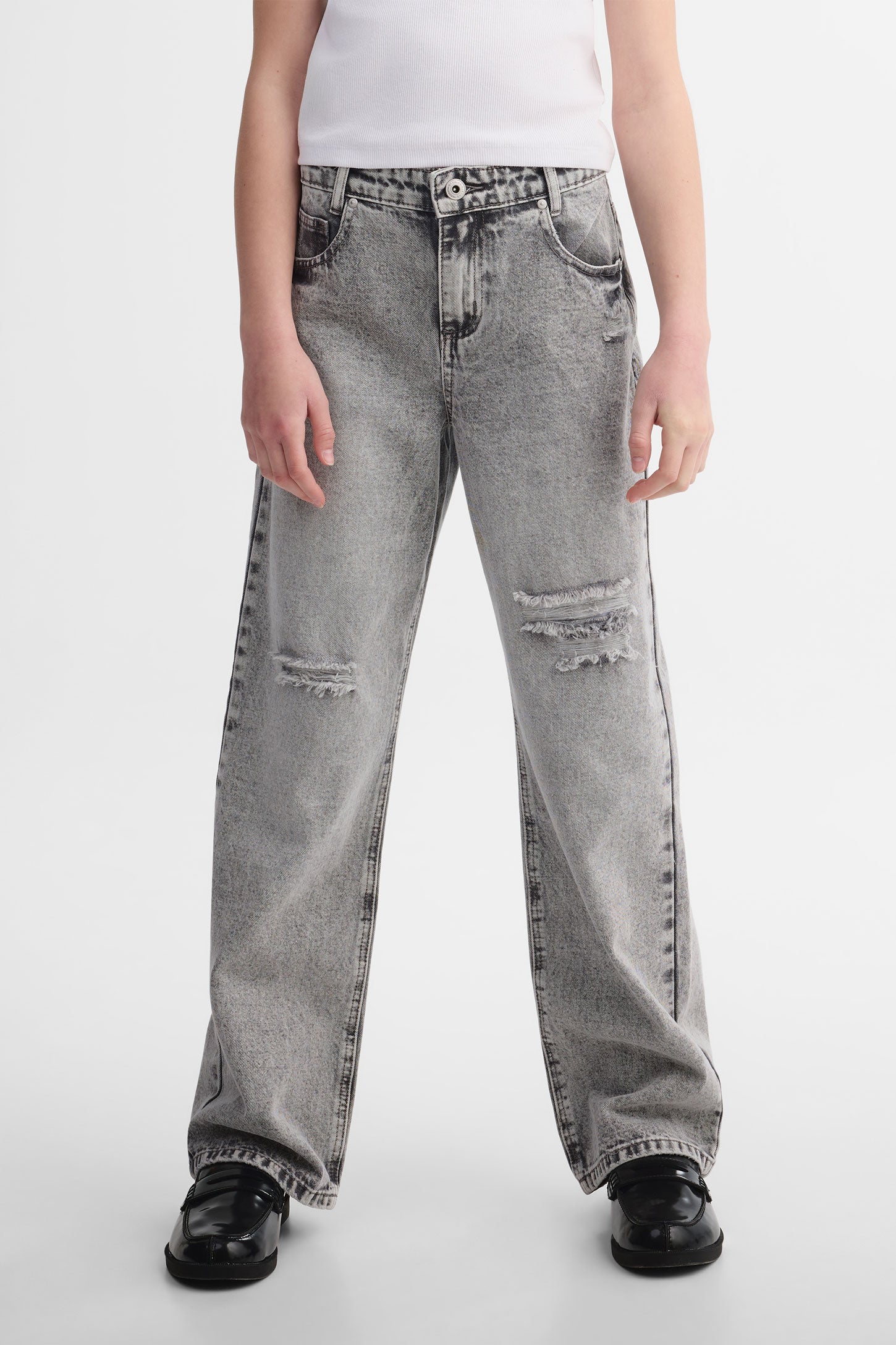 Jeans coupe droite - Ado fille && DENIM GRIS