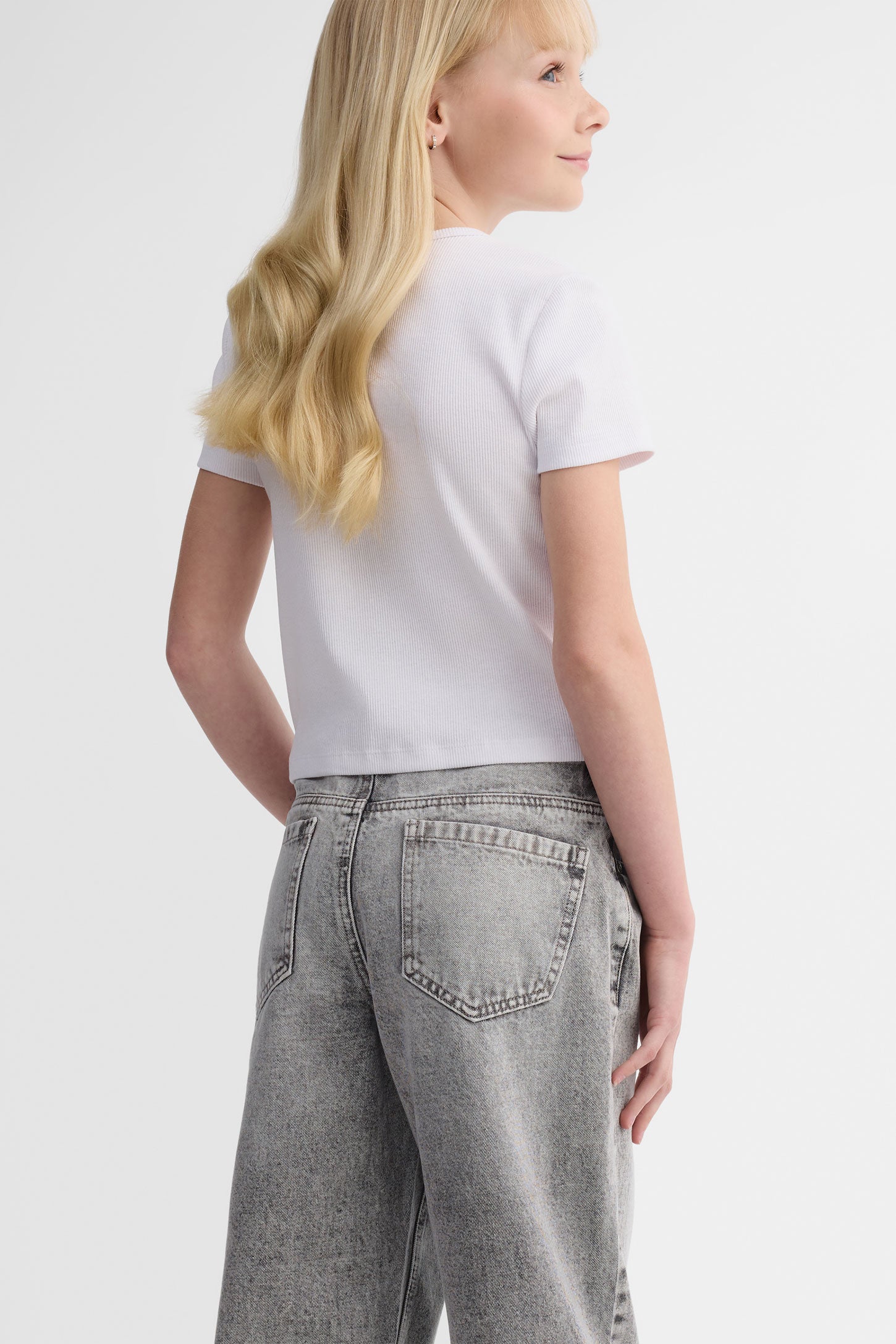 Jeans coupe droite - Ado fille && DENIM GRIS