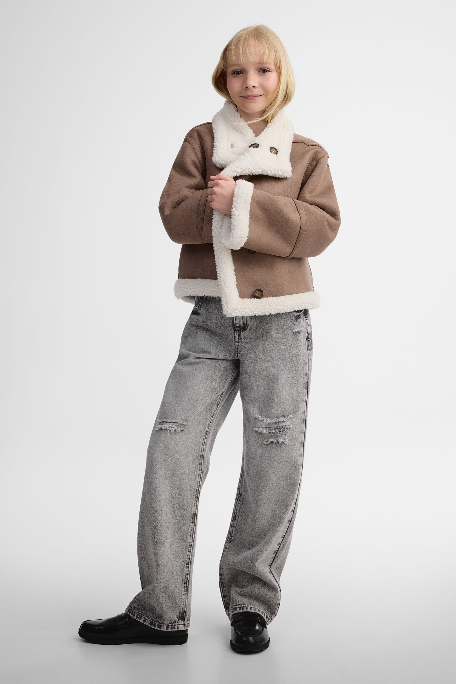 Jeans coupe droite - Ado fille && DENIM GRIS