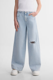 Jeans jambe large - Ado fille && DENIM PALE