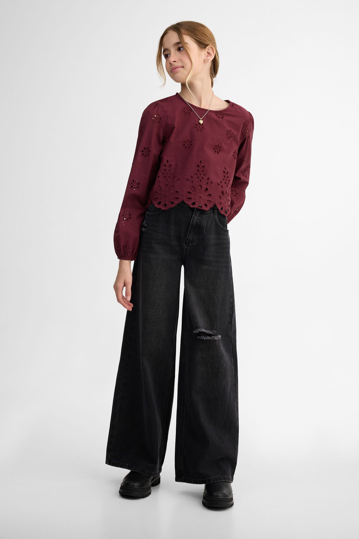 Jeans jambe large - Ado fille && DENIM NOIR