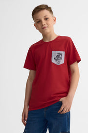 T-shirt col rond coton, 2/25$ - Ado garçon && ROUGE