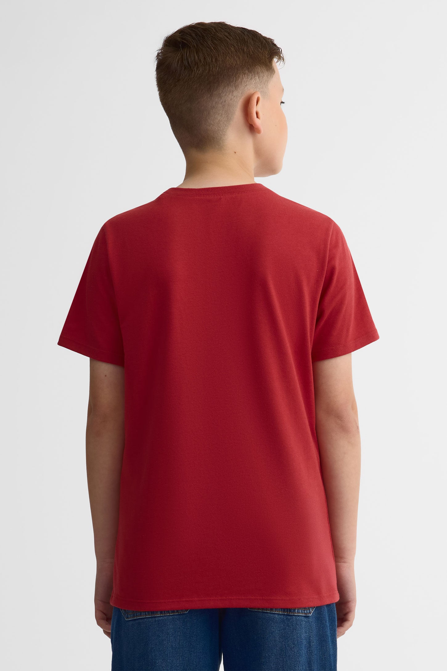 T-shirt col rond coton, 2/25$ - Ado garçon && ROUGE