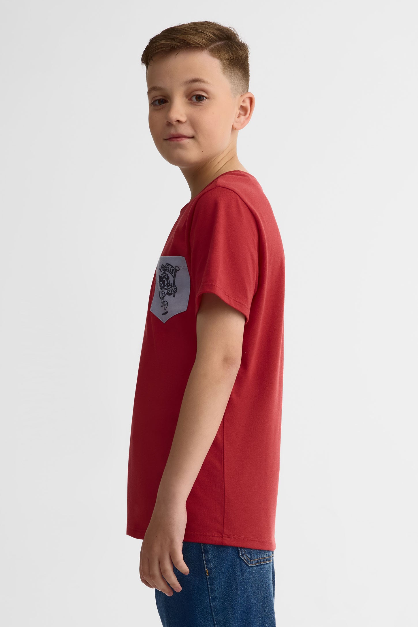 T-shirt col rond coton, 2/25$ - Ado garçon && ROUGE