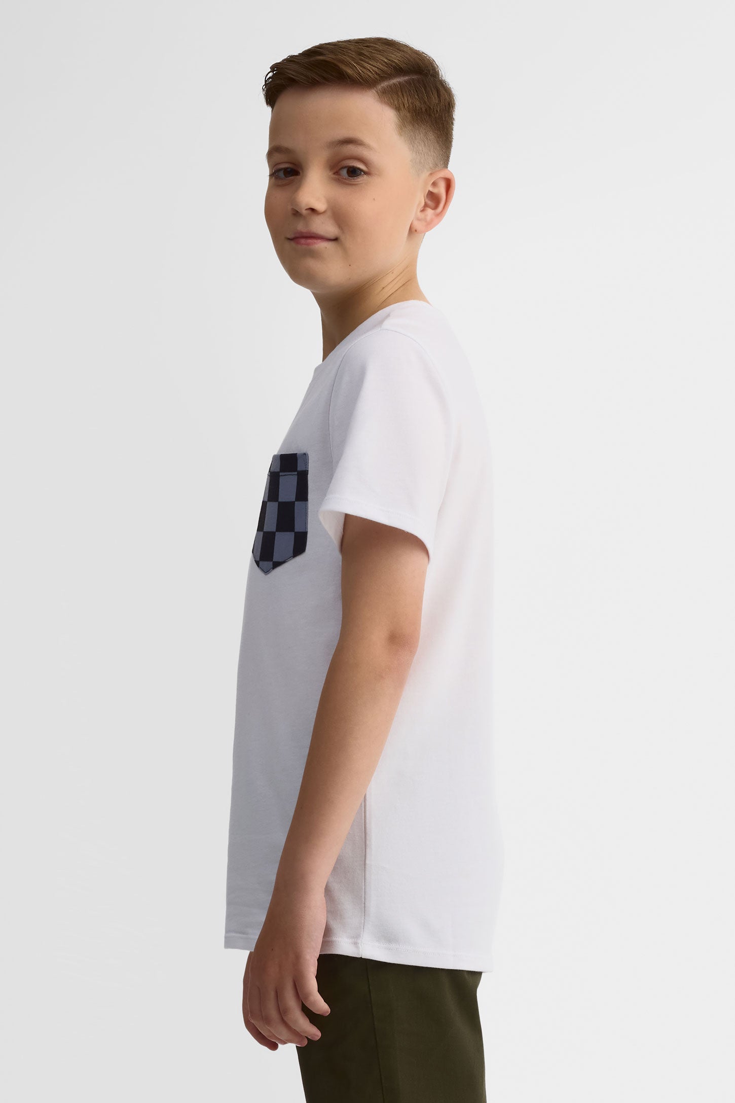 T-shirt col rond coton, 2/25$ - Ado garçon && BLANC