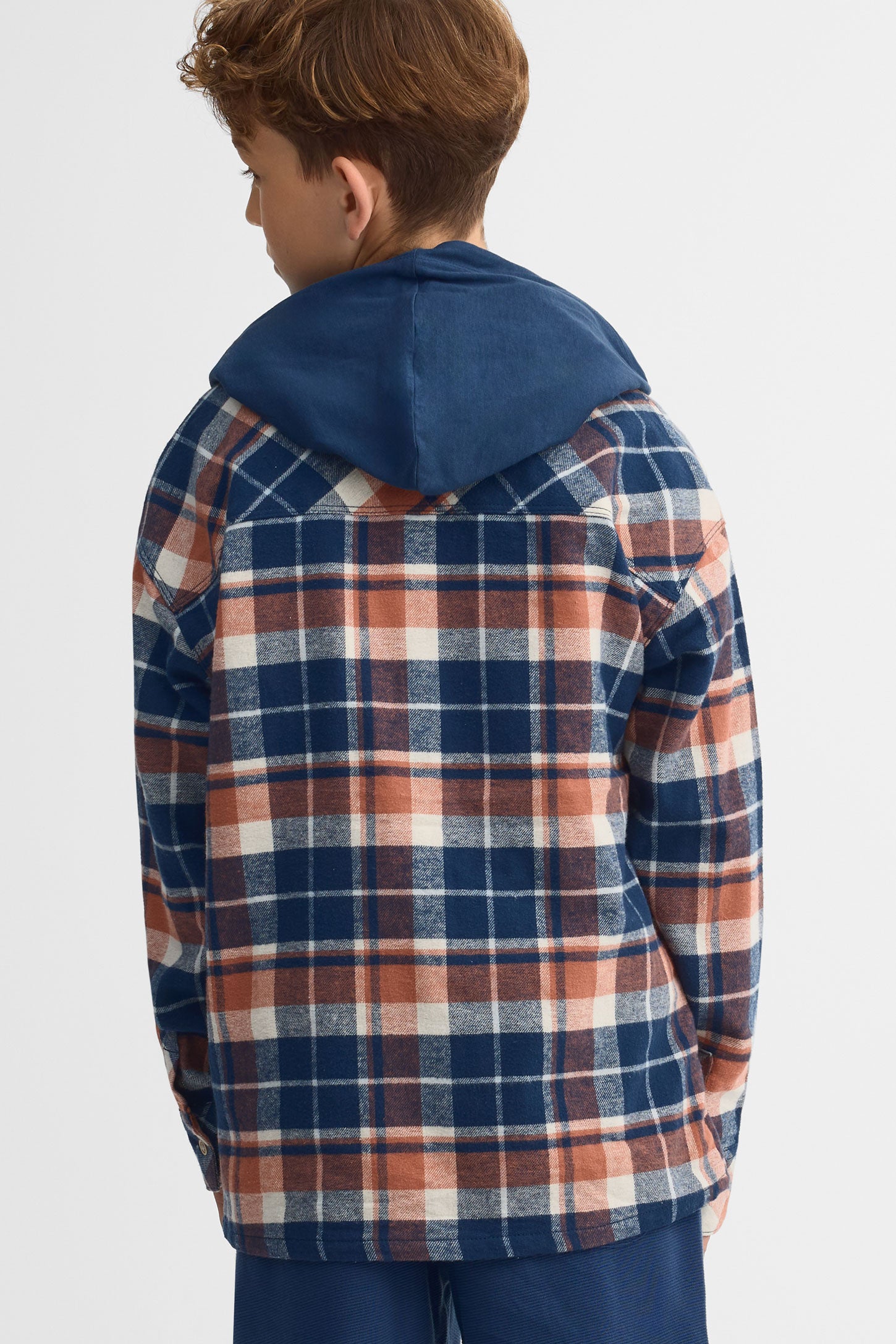 Chemise à capuchon en flanelle - Ado garçon && MARIN/MULTI