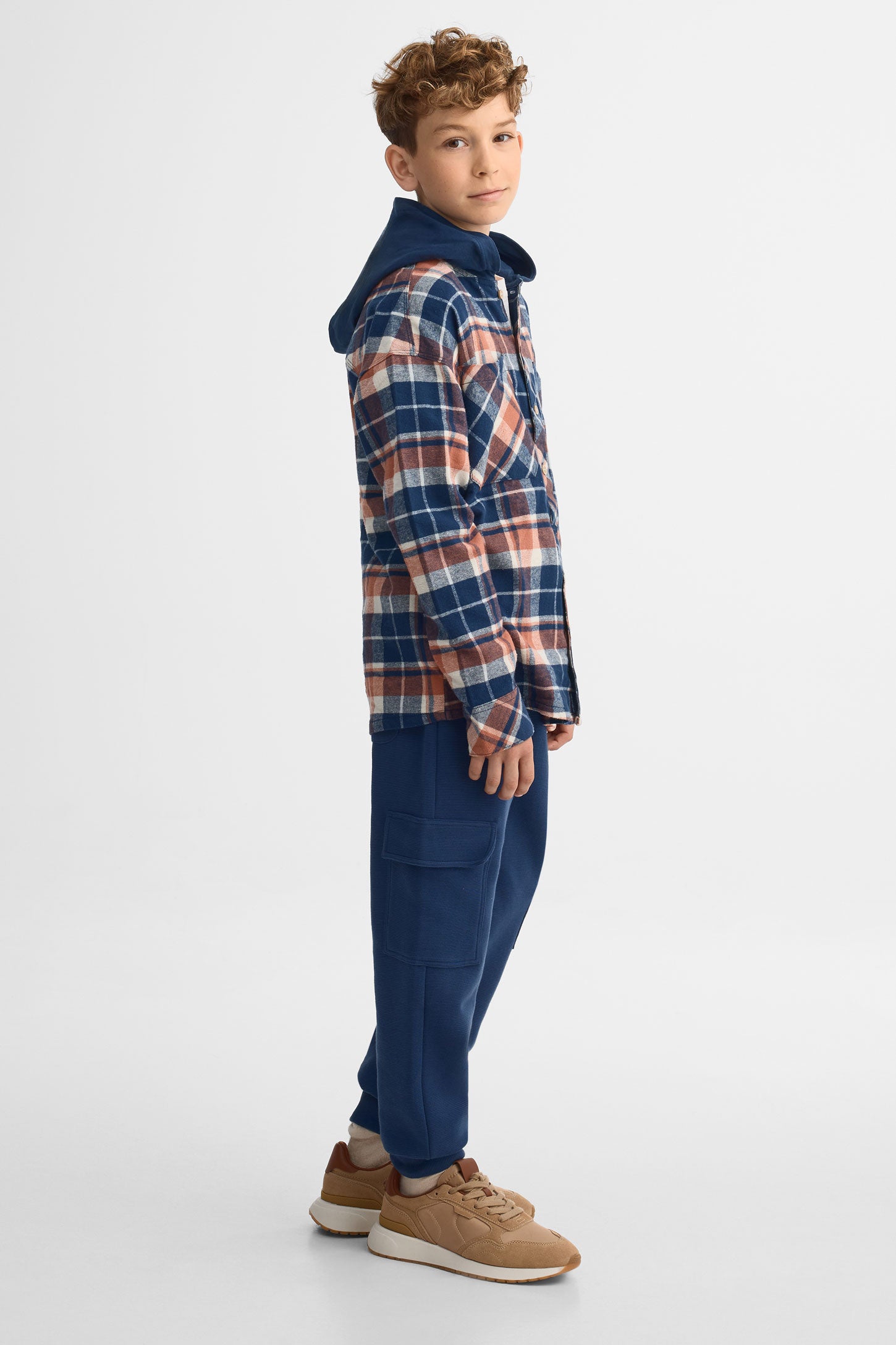 Chemise à capuchon en flanelle - Ado garçon && MARIN/MULTI