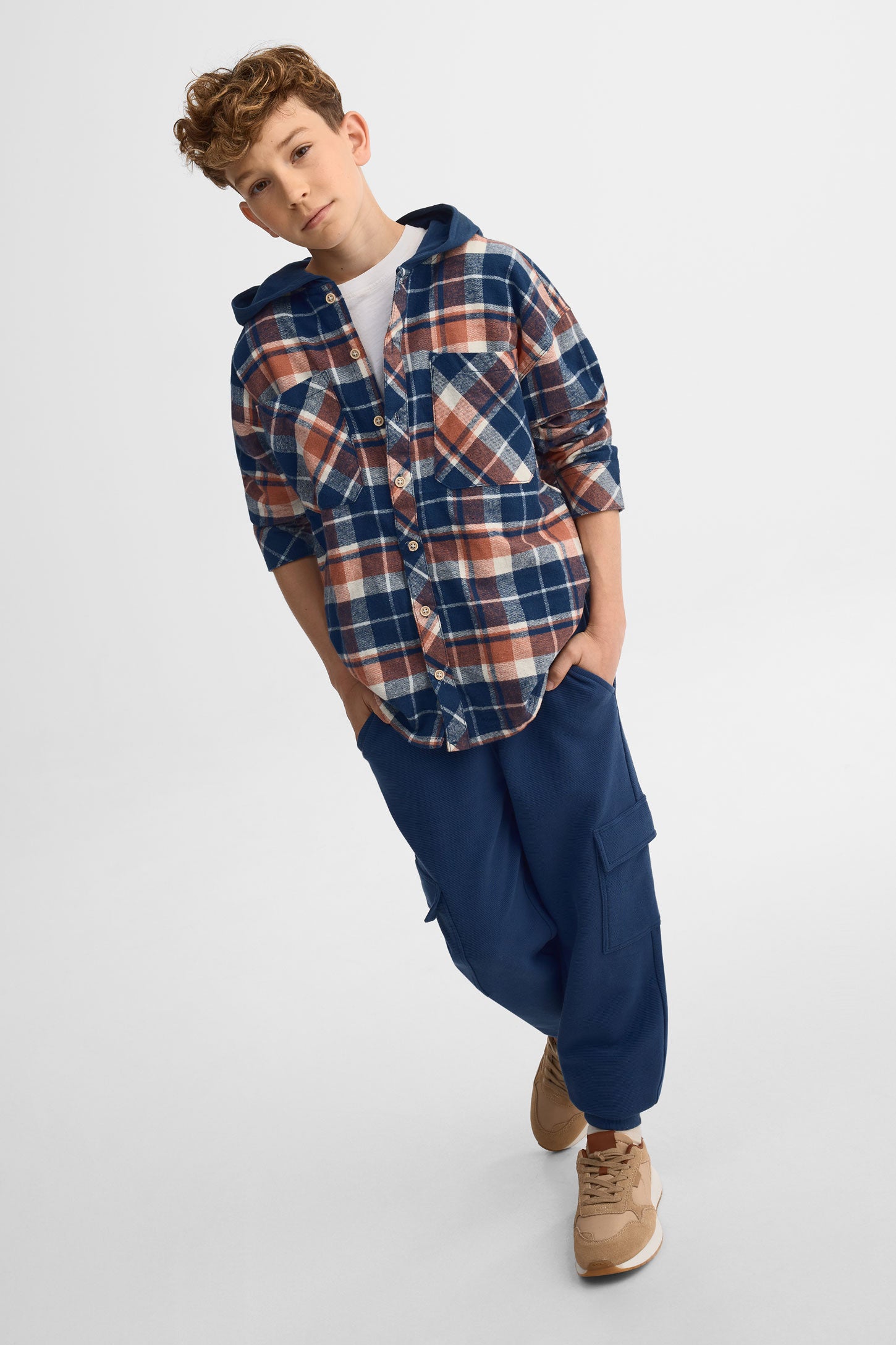 Chemise à capuchon en flanelle - Ado garçon && MARIN/MULTI