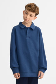 Polo manches longues coton - Ado garçon && MARIN