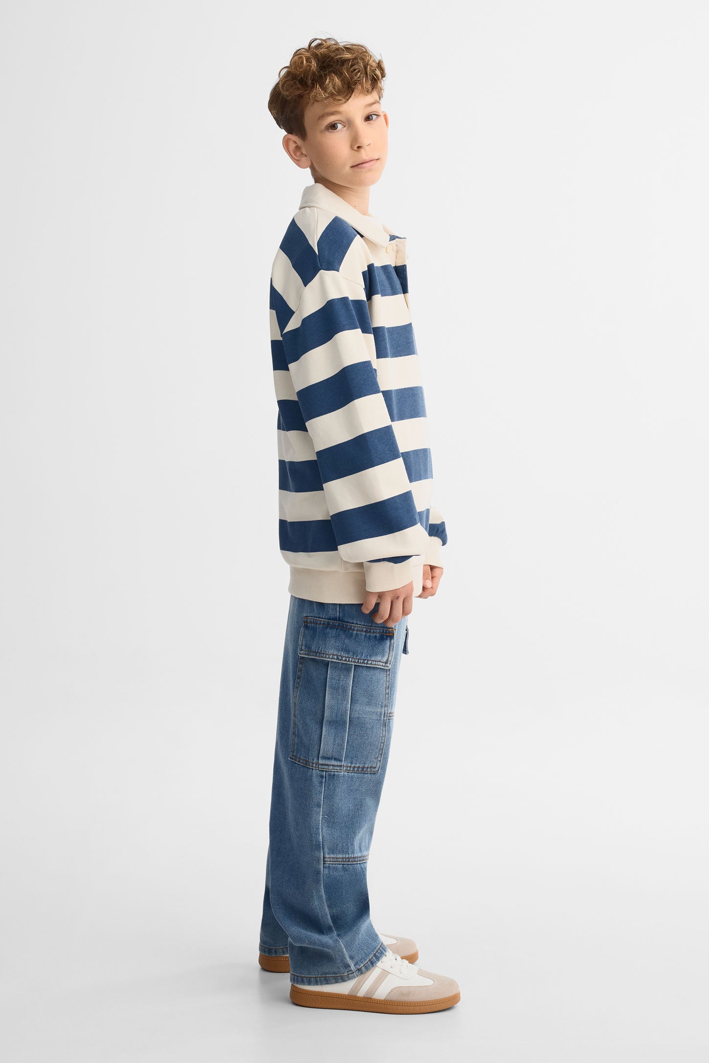 Polo manches longues coton - Ado garçon && BEIGE/MULTI
