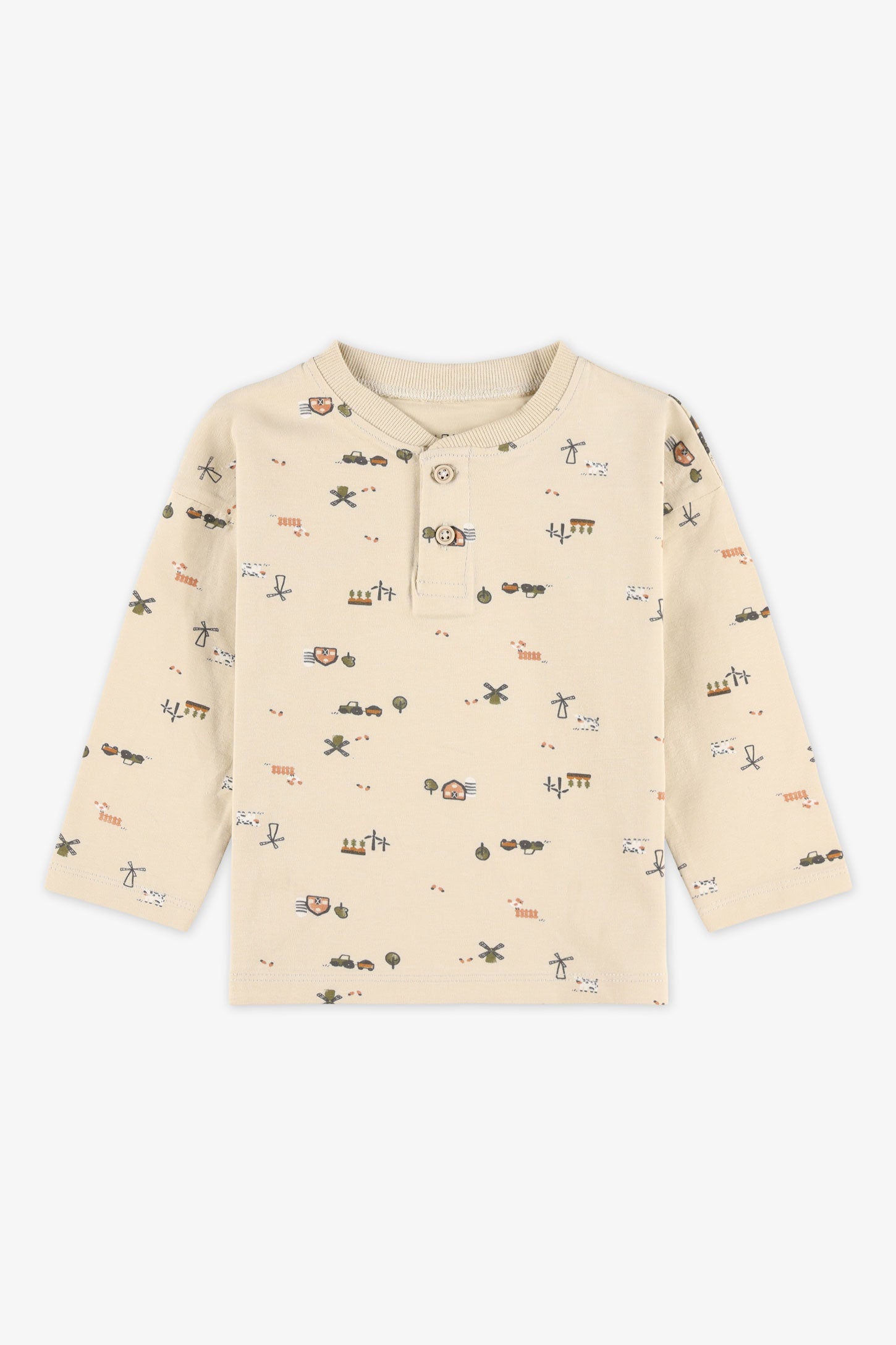 Chandail henley manches longues - Bébé garçon && BEIGE/MULTI