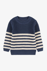 Chandail col rond tricot - Bébé garçon && MARIN