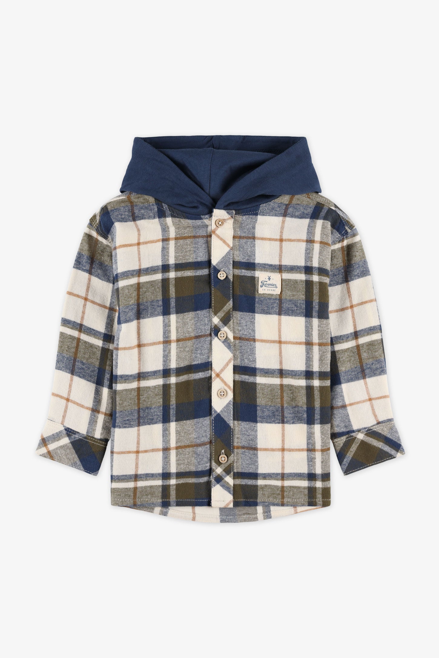 Chemise à capuchon en flanelle, 2T-3T - Bébé garçon && BEIGE/MULTI