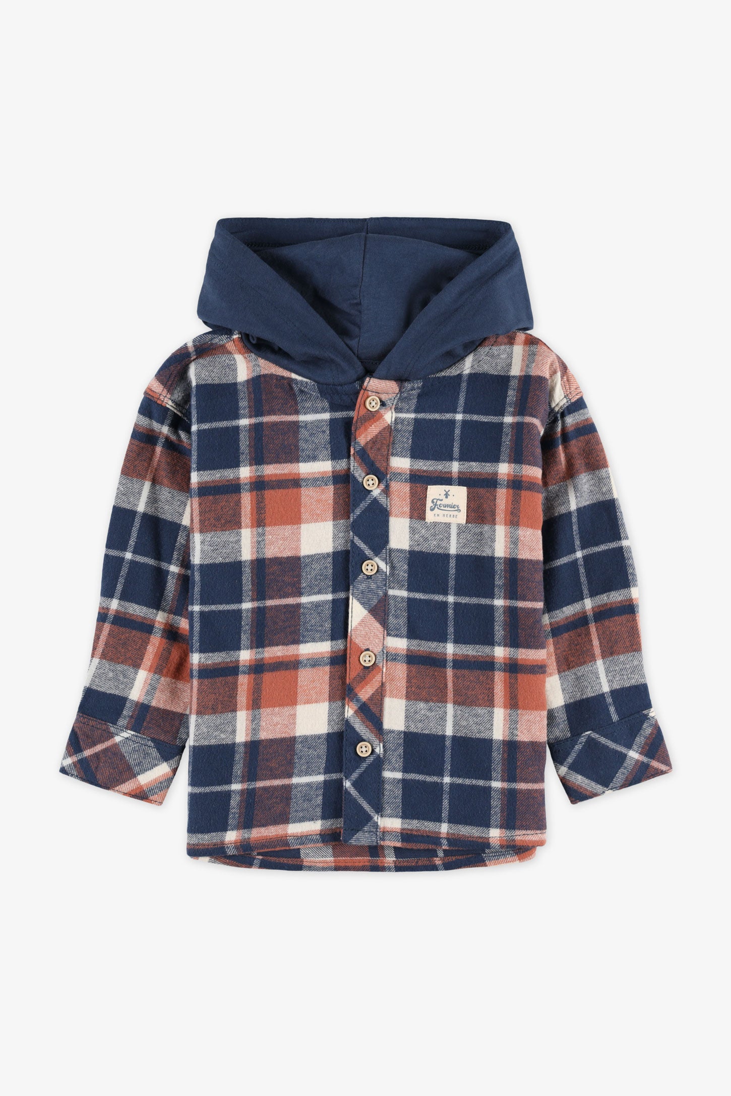 Chemise à capuchon en flanelle, 2T-3T - Bébé garçon && MARIN/MULTI