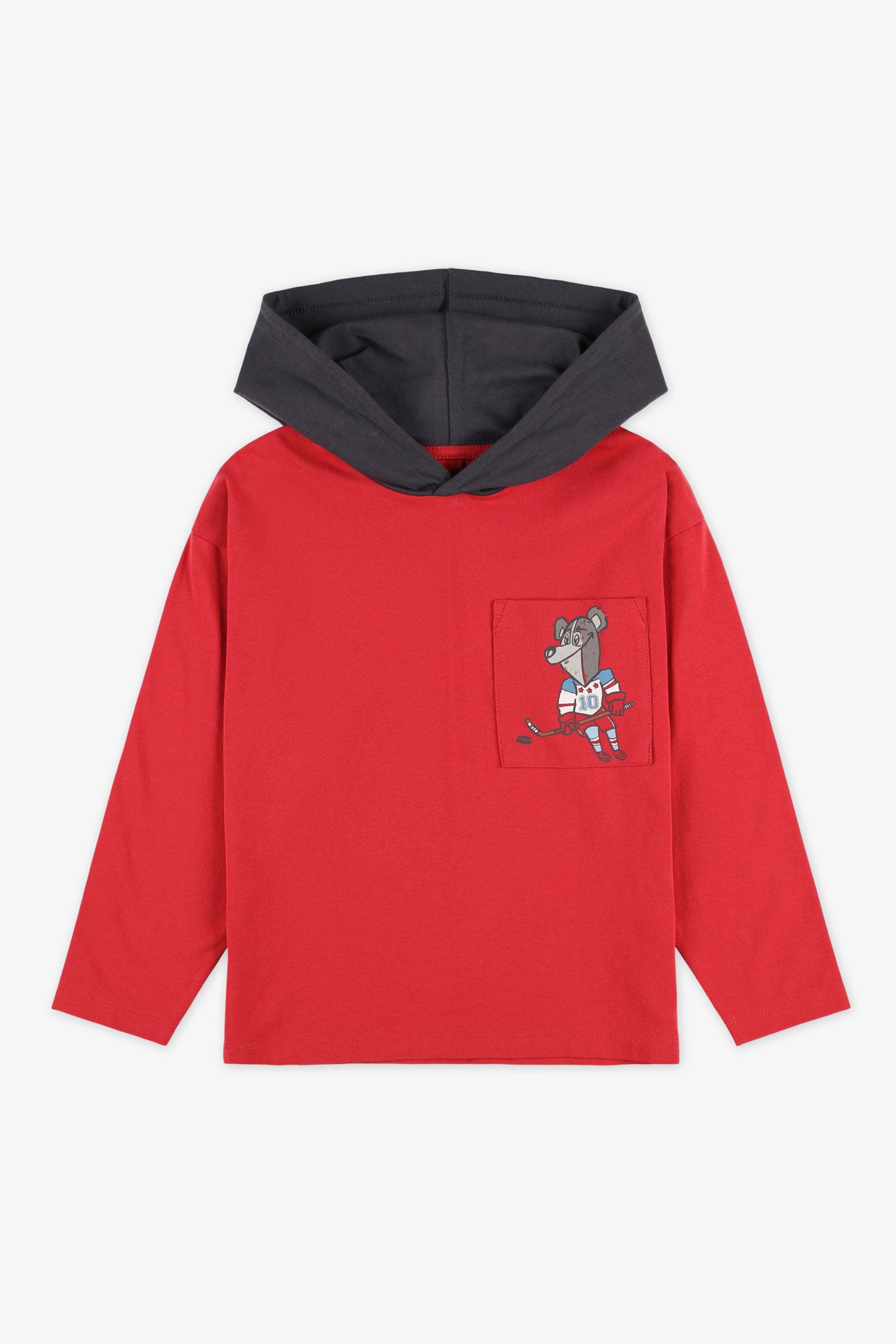 Chandail à capuchon coton - Enfant garçon && ROUGE