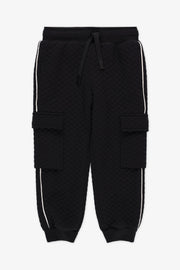 Pantalon ouaté élastique avec cordon - Enfant garçon && NOIR
