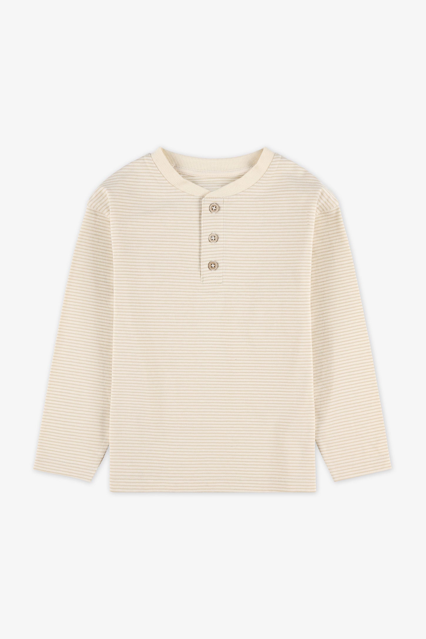 Chandail henley manches longues coton - Enfant garçon && BEIGE/MULTI