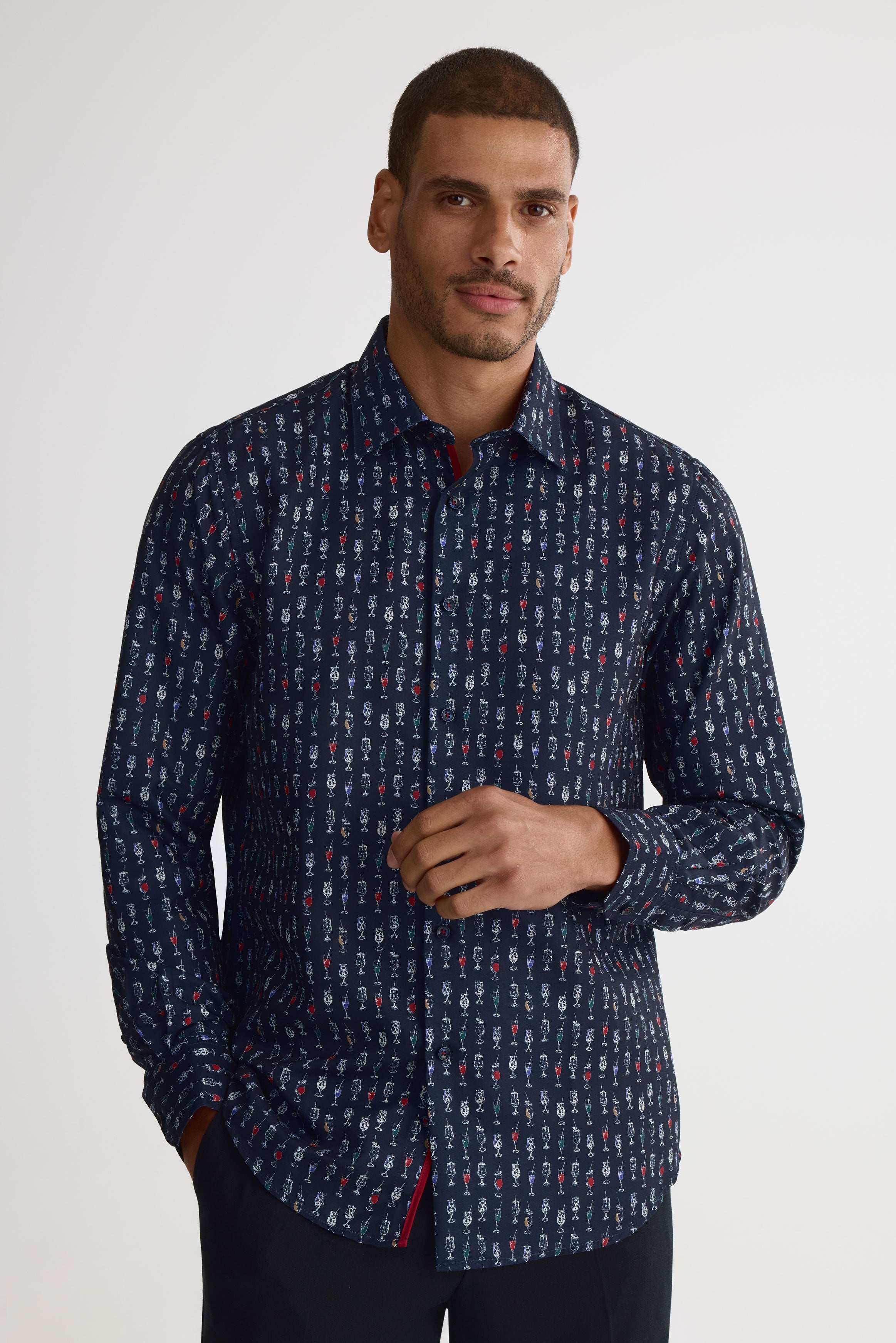 Chemise coupe ajustée - Homme && BLEU MARINE MUL