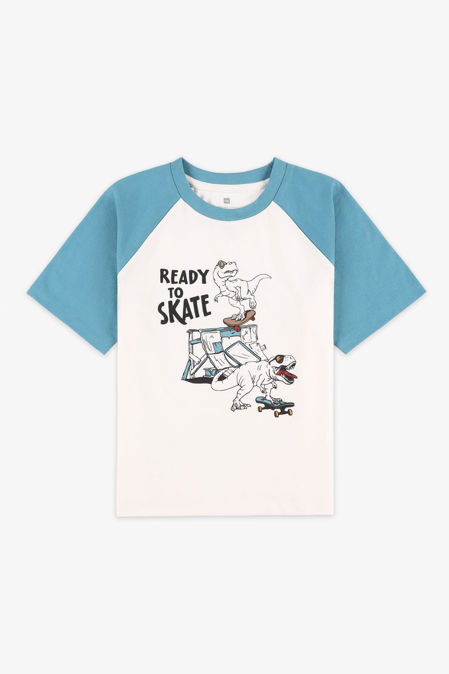 T-shirt col rond imprimé, 2/20$ - Enfant garçon && BLANC