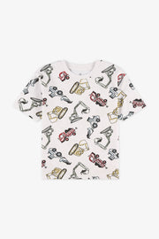 T-shirt col rond coton, 2/20$ - Enfant garçon && BLANC MULTI