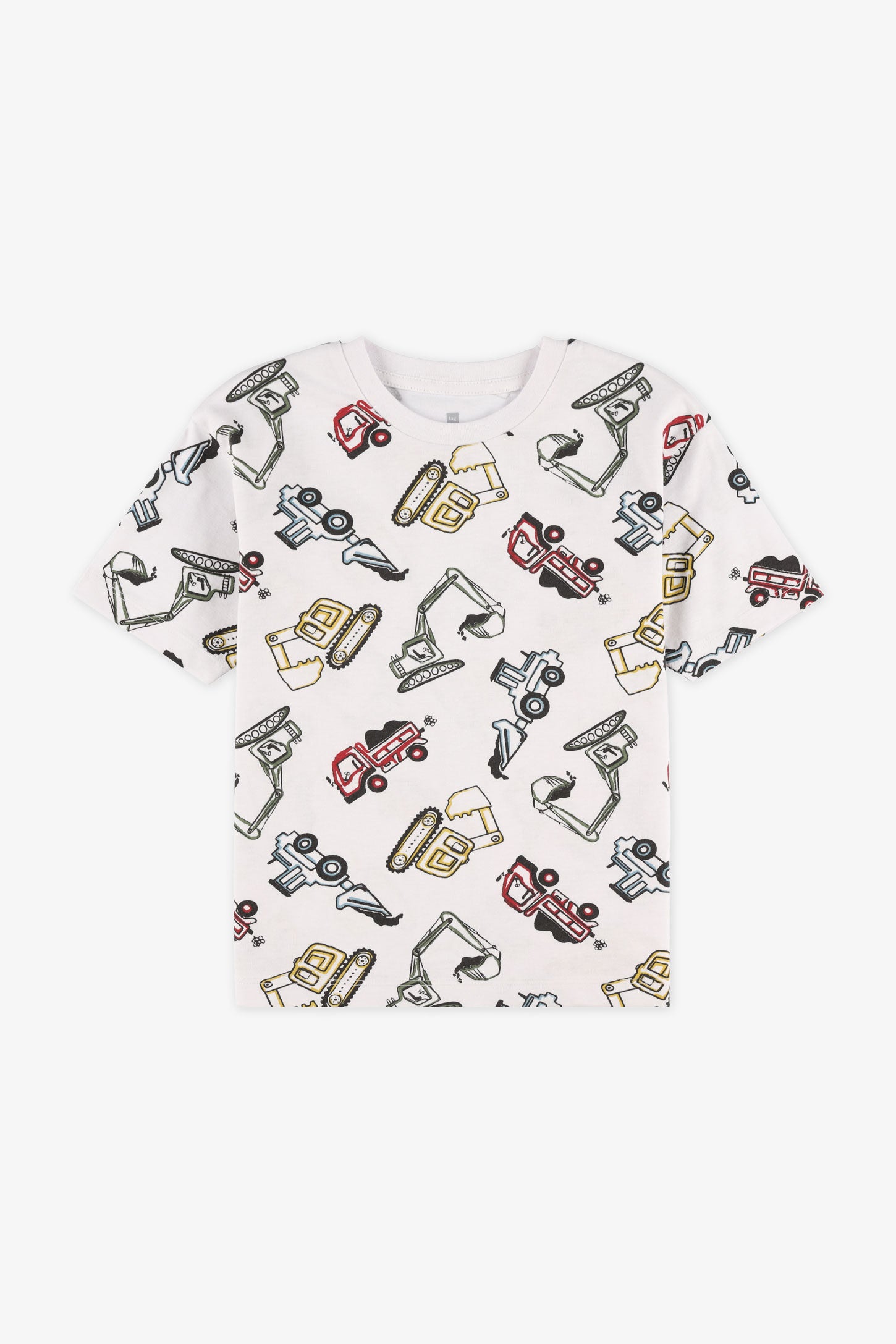 T-shirt col rond coton, 2/20$ - Enfant garçon && BLANC MULTI