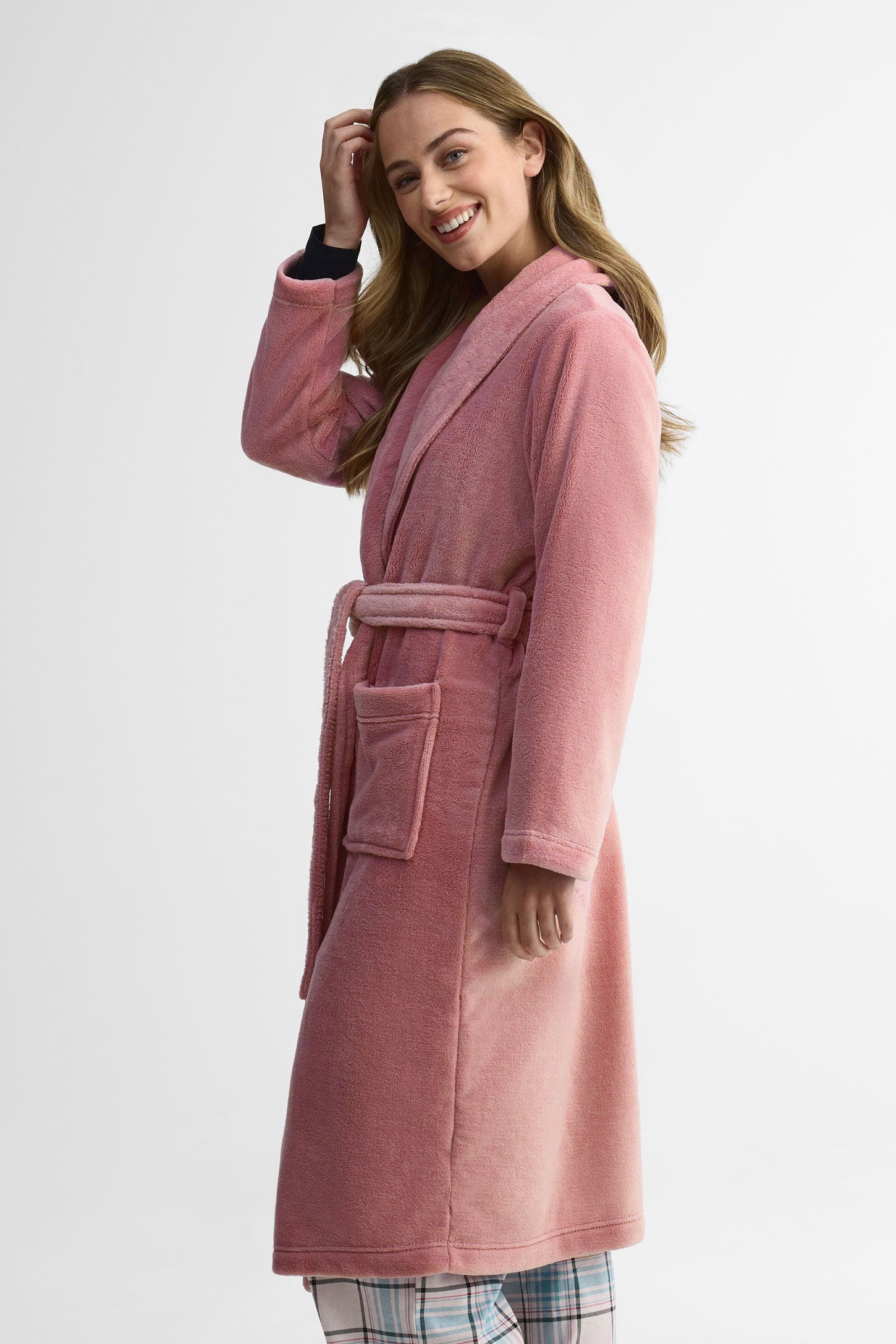 Robe de chambre col châle - Femme && MAUVE