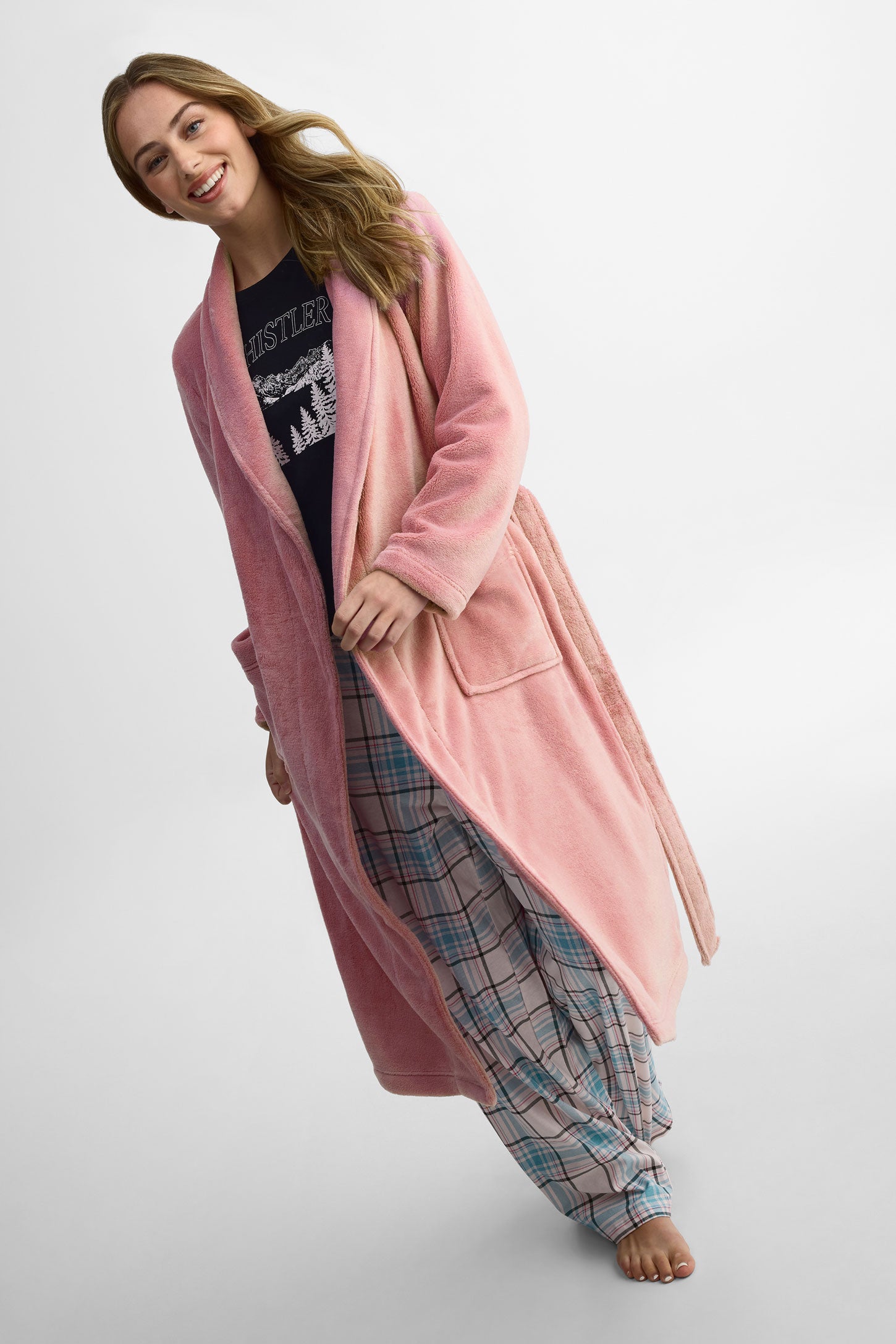 Robe de chambre col châle - Femme && MAUVE