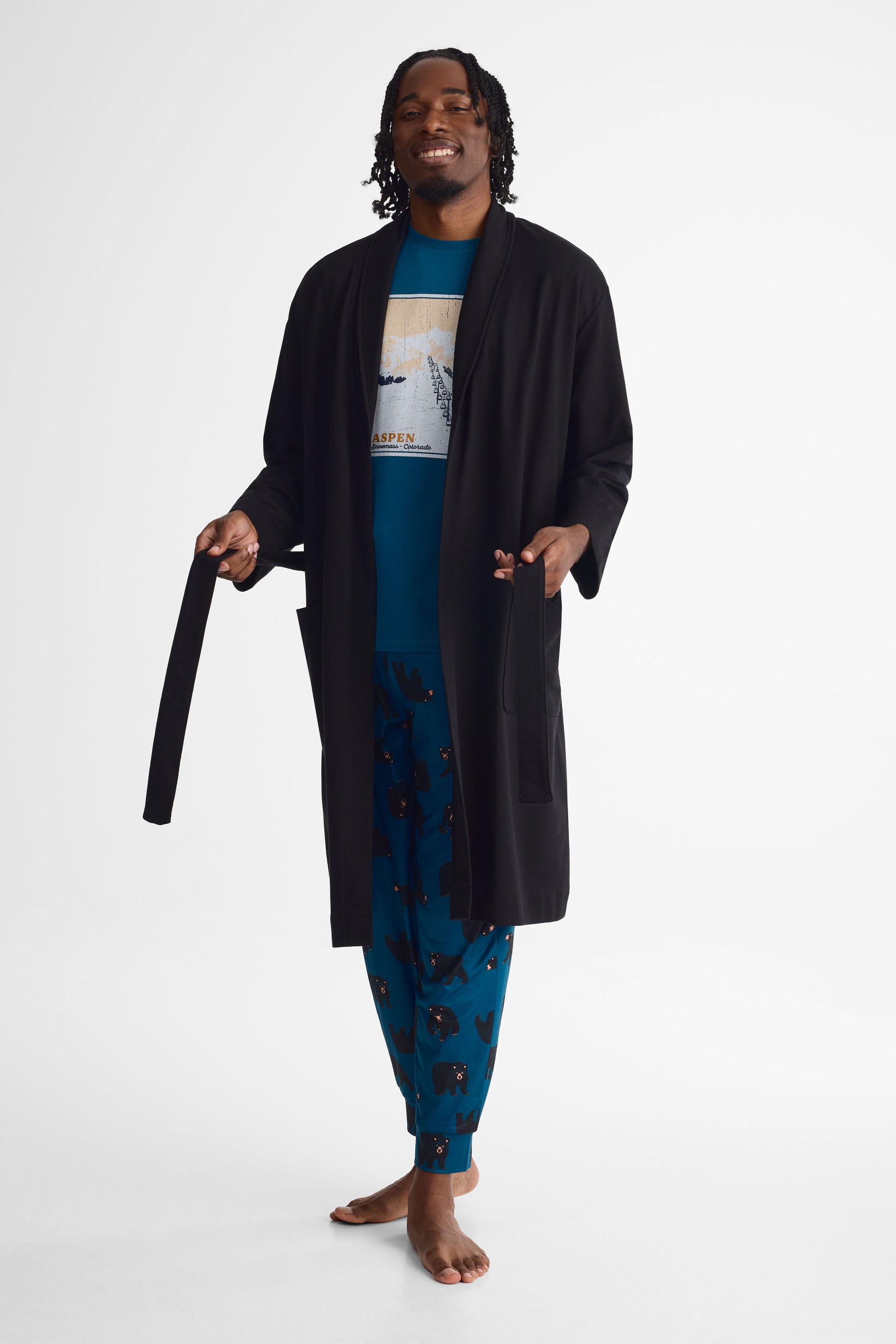 Robe de chambre à capuchon - Homme && NOIR