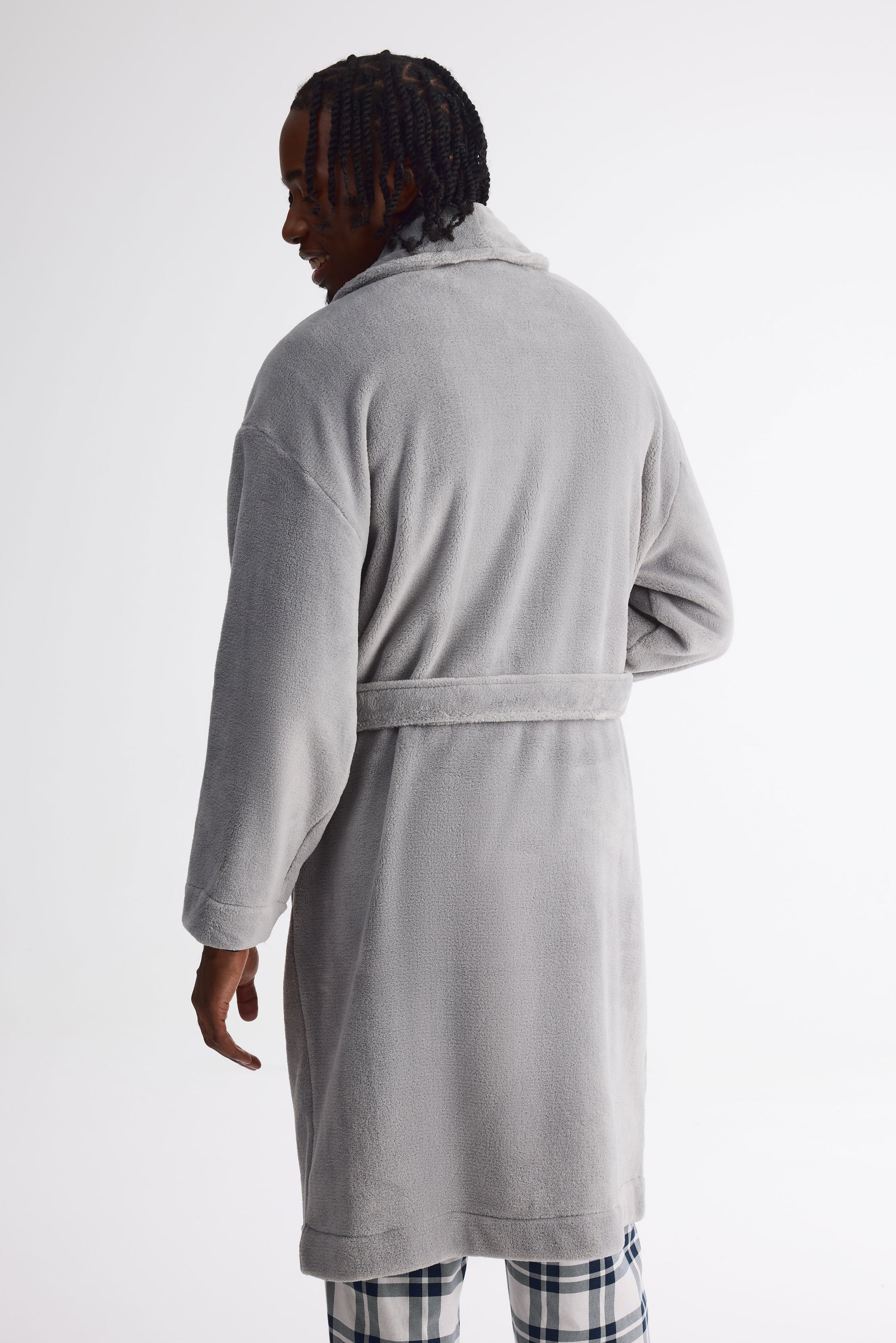 Robe de chambre en peluche - Homme && GRIS