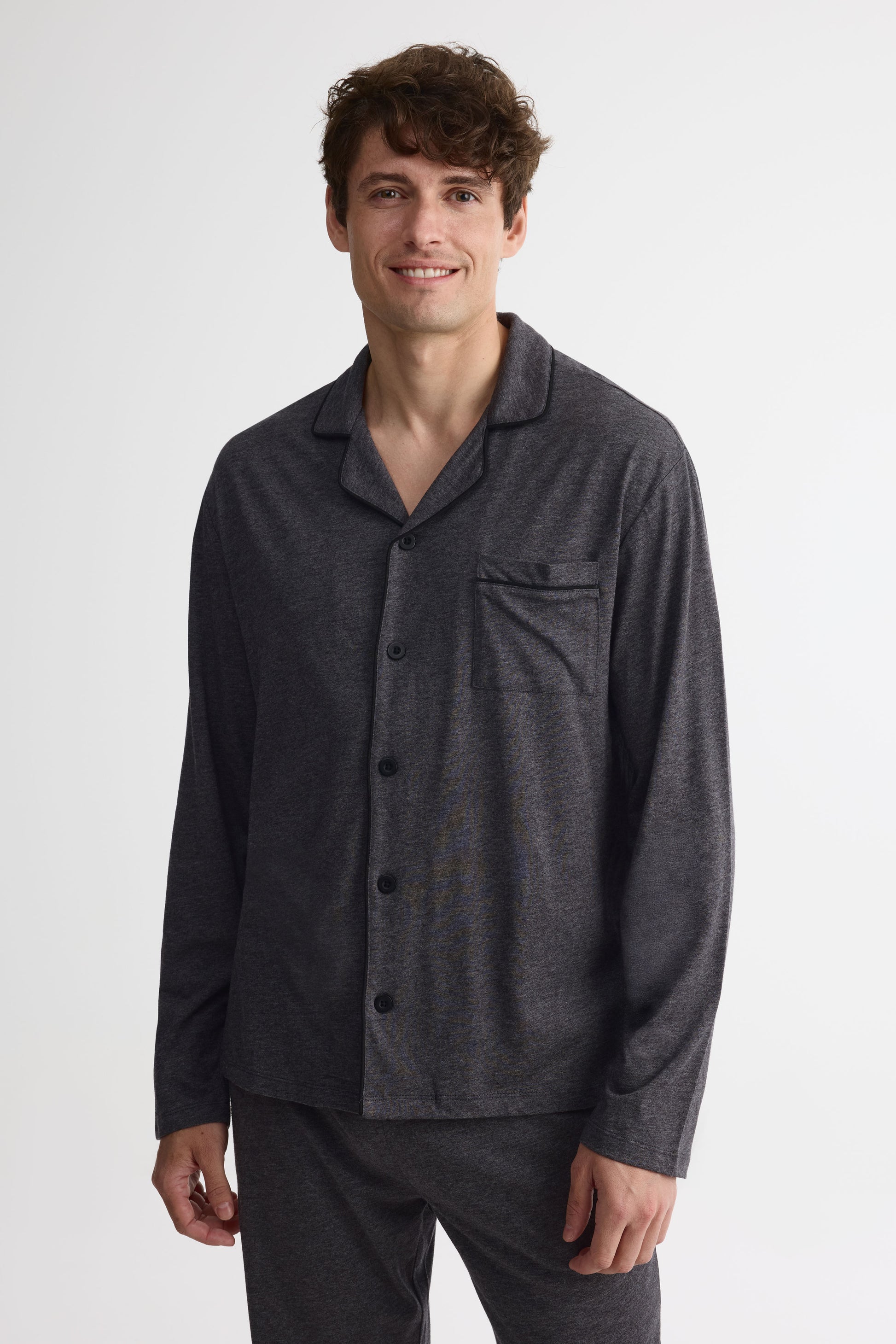 Pyjama 2 pièces col chemisier – Homme && CHARBON MIXTE