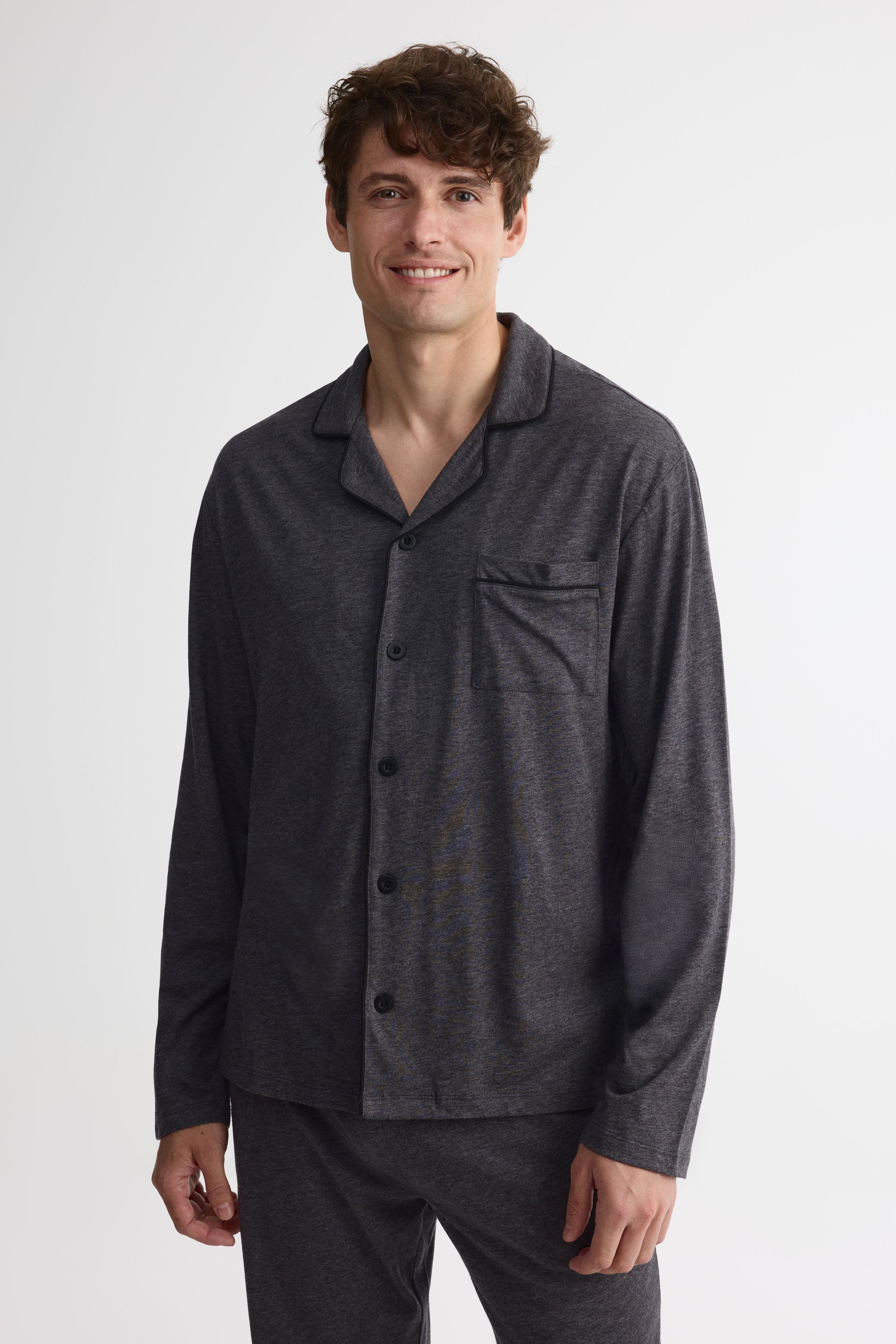 Pyjama 2 pièces col chemisier – Homme && CHARBON MIXTE