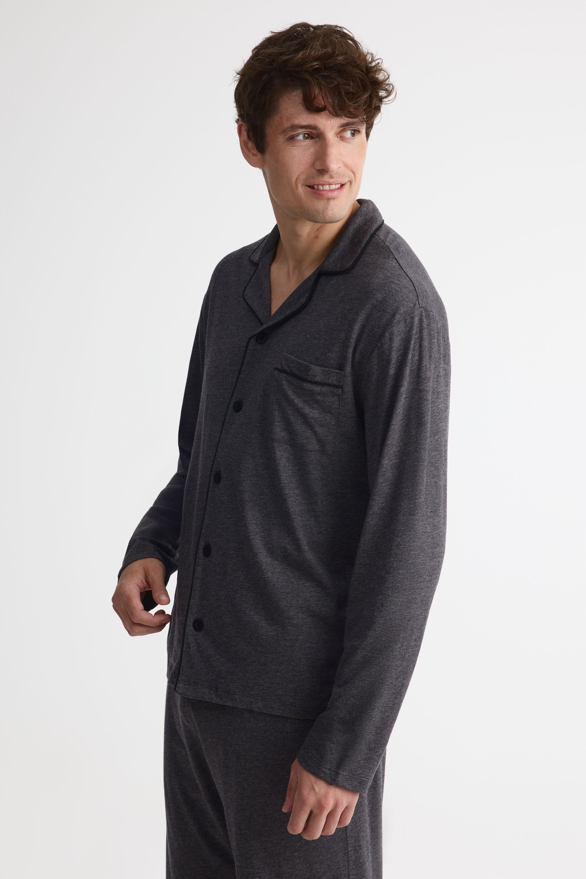 Pyjama 2 pièces col chemisier – Homme && CHARBON MIXTE
