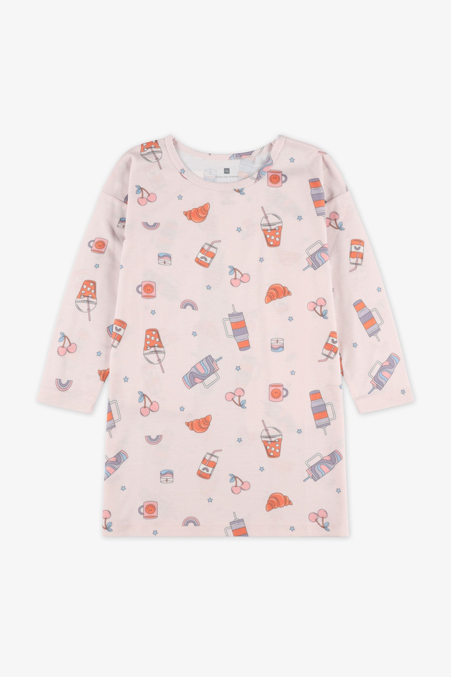 Robe de nuit manches longues - Enfant fille && ROSE MULTI