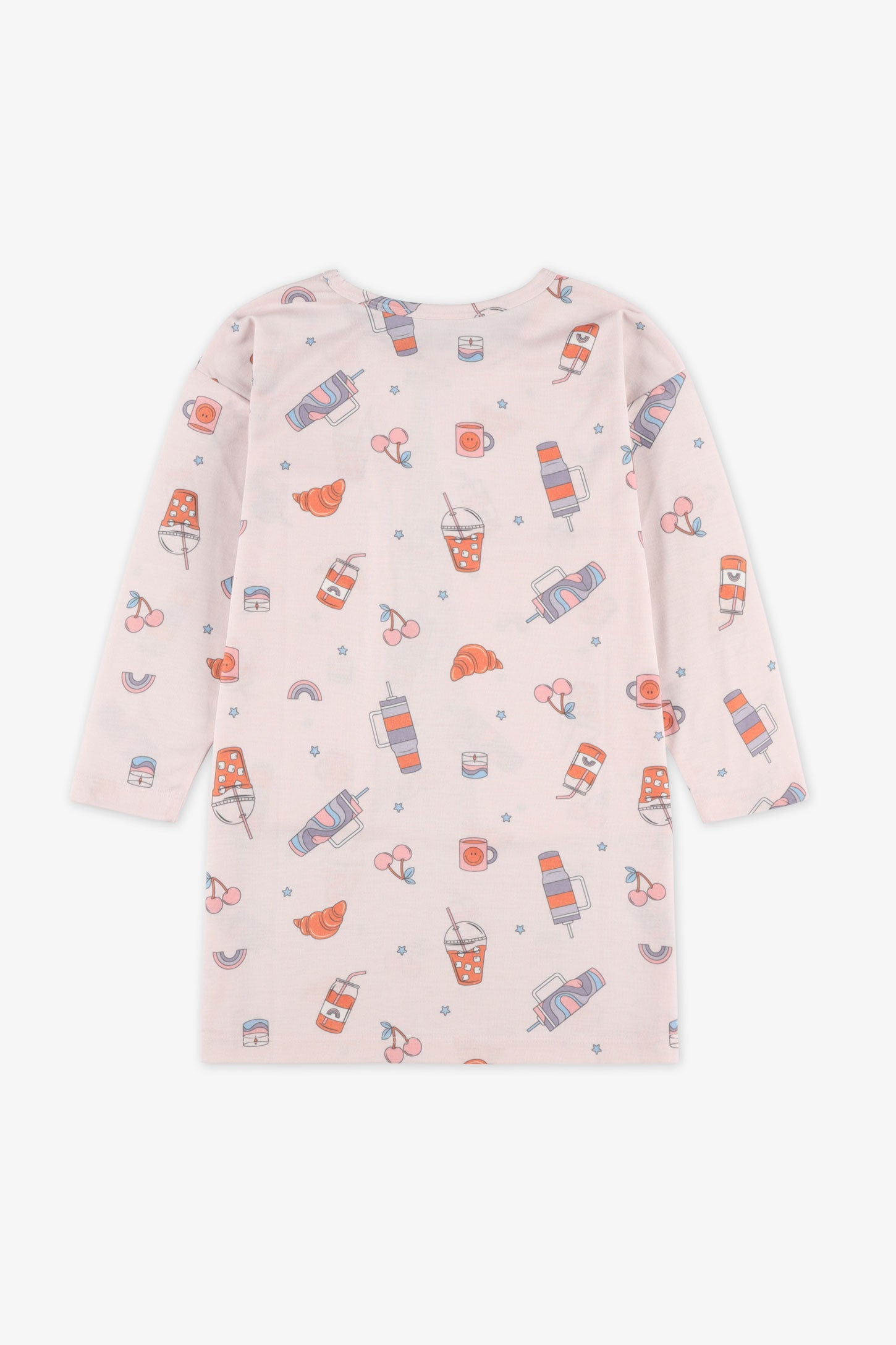 Robe de nuit manches longues - Enfant fille && ROSE MULTI