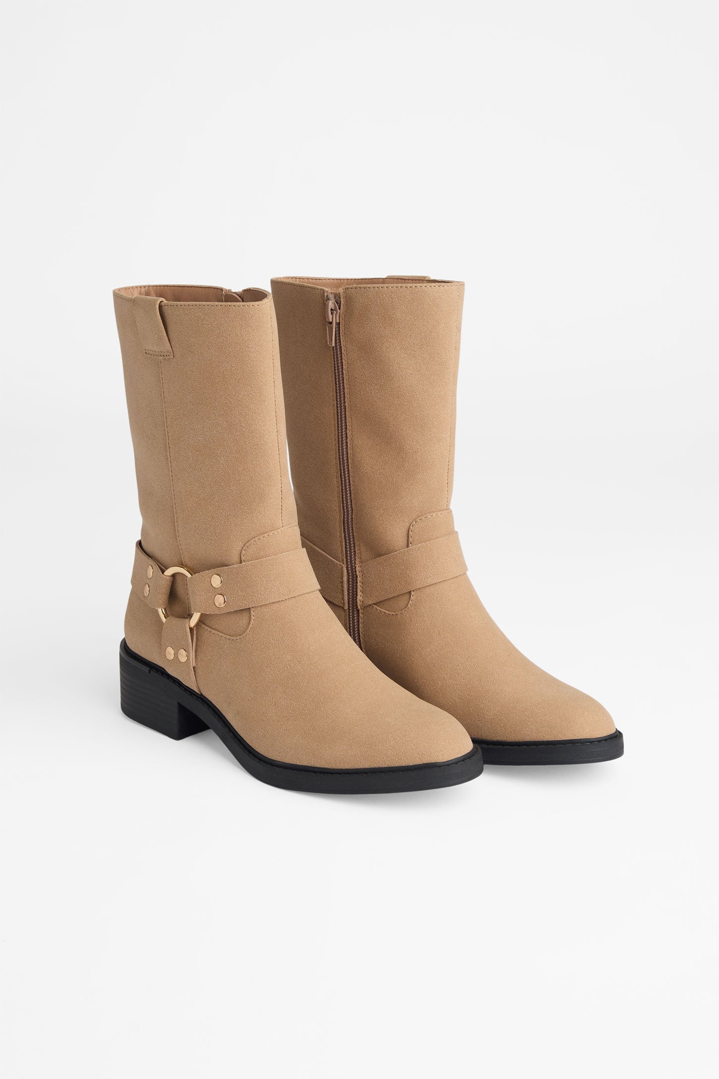 Bottes en faux suède doublées - Femme && NATUREL