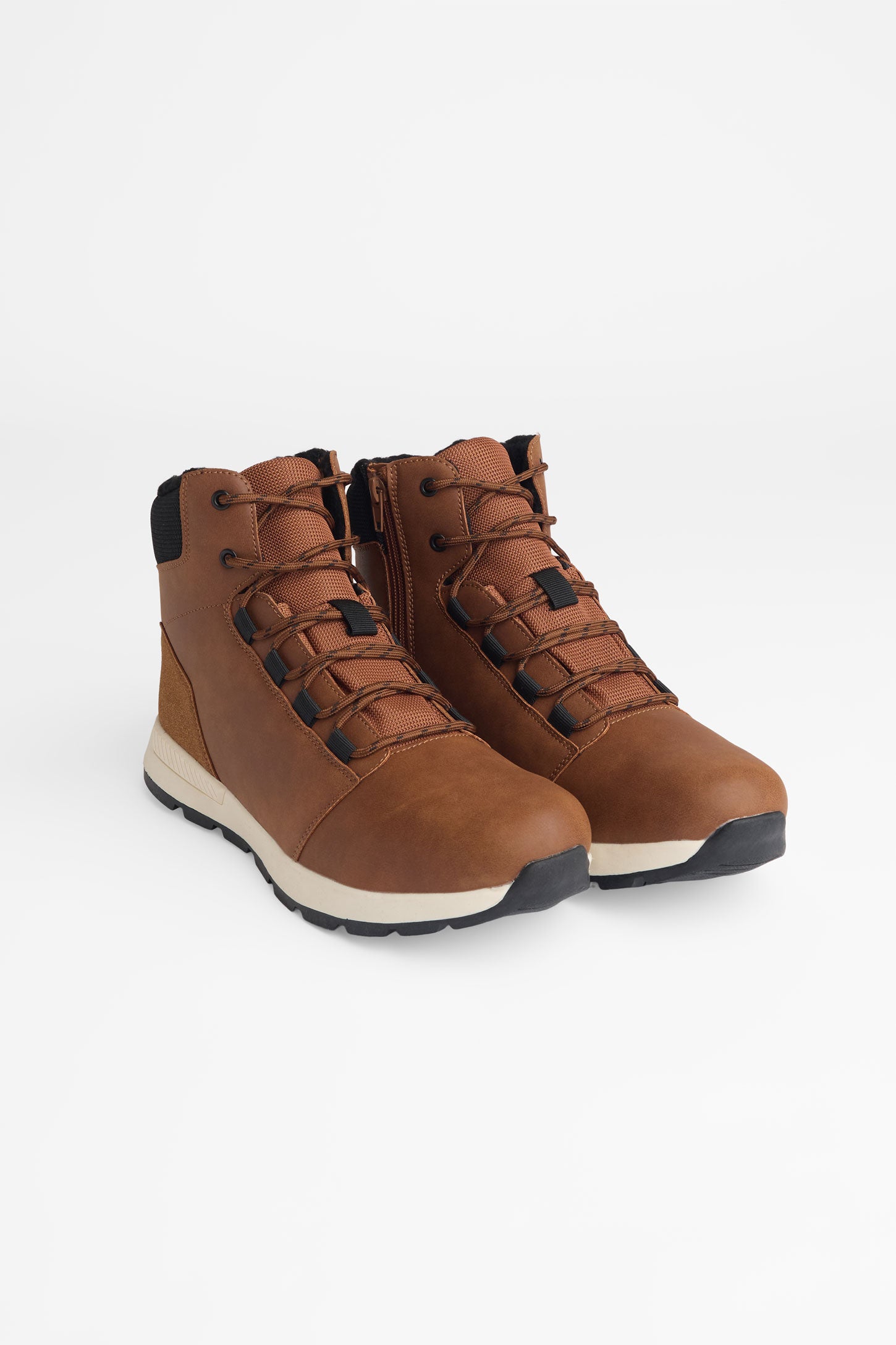 Bottes de nubuck doublées sherpa - Homme && COGNAC