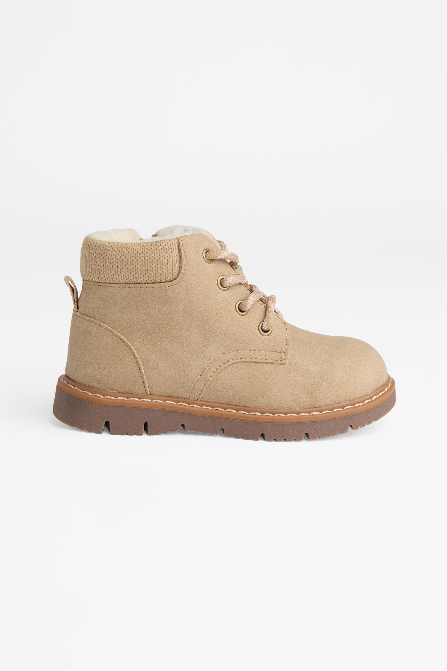Bottillons en nubuck avec collet tricot - Enfant fille && TAUPE