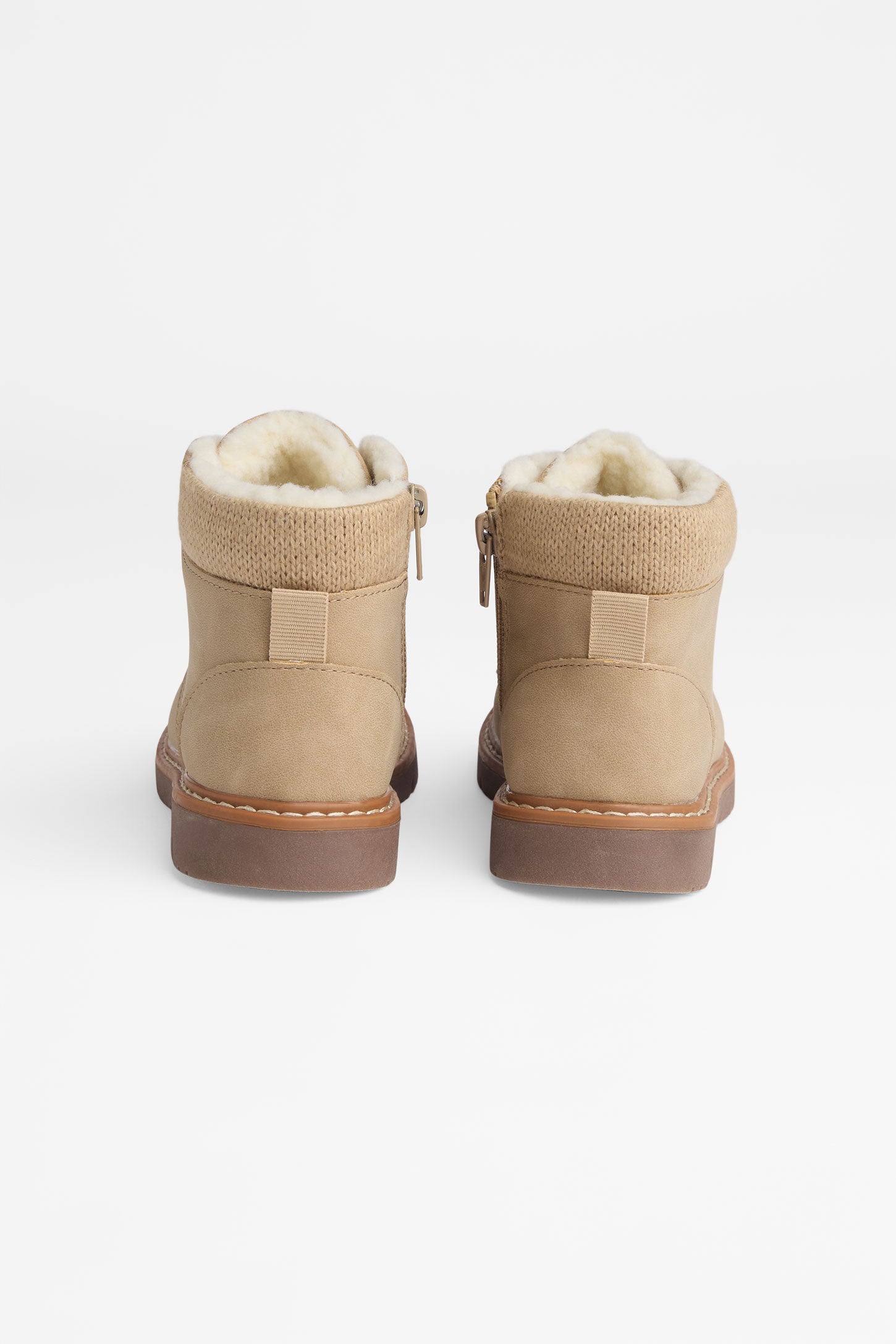 Bottillons en nubuck avec collet tricot - Enfant fille && TAUPE