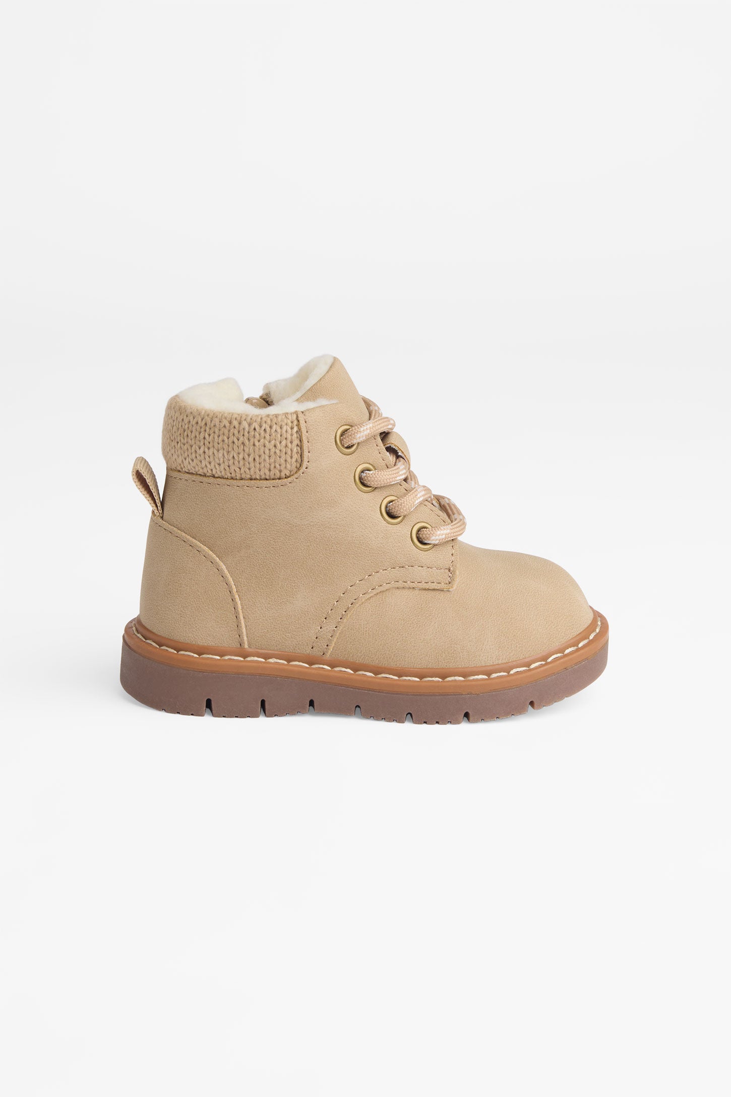 Bottillons en nubuck avec collet tricot - Bébé fille && TAUPE