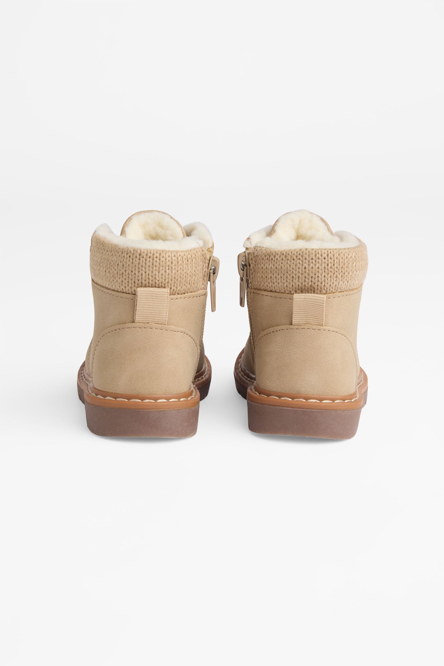 Bottillons en nubuck avec collet tricot - Bébé fille && TAUPE