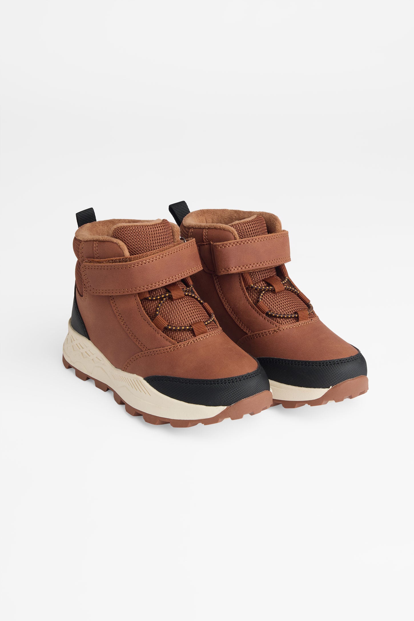 Bottillons en nubuck avec velcro - Enfant garçon && COGNAC